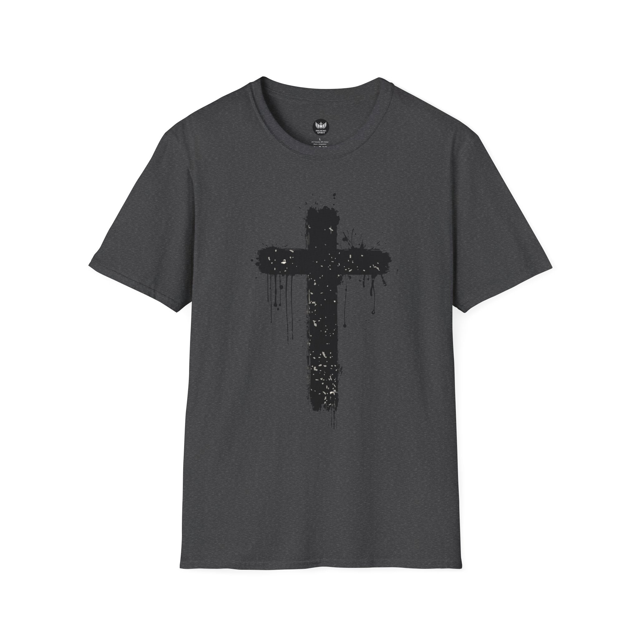 Camiseta con Cruz de Pincel Grunge — Camiseta Cristiana Desgastada