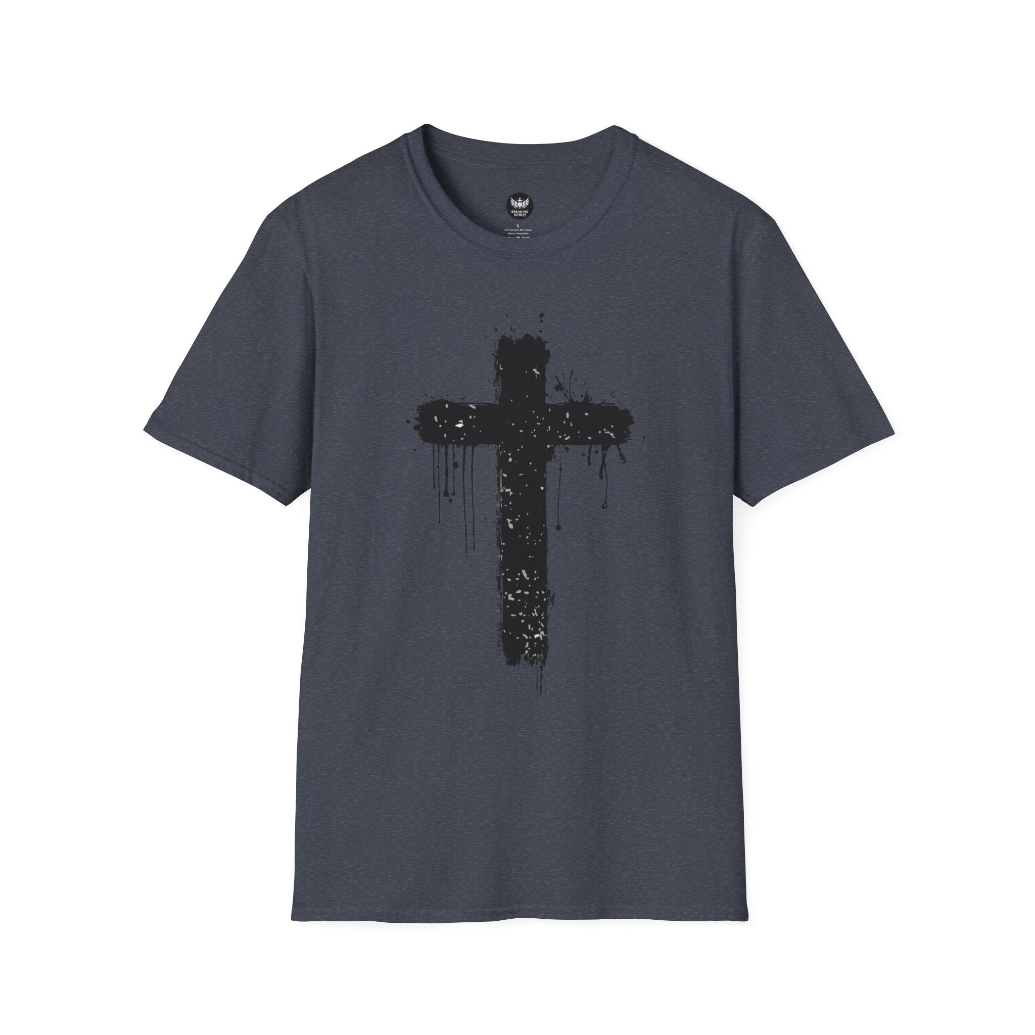 Camiseta con Cruz de Pincel Grunge — Camiseta Cristiana Desgastada