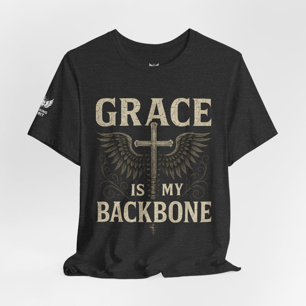 Camiseta "La gracia es mi soporte" | Camiseta de fe cristiana, Cruz vertical desgastada