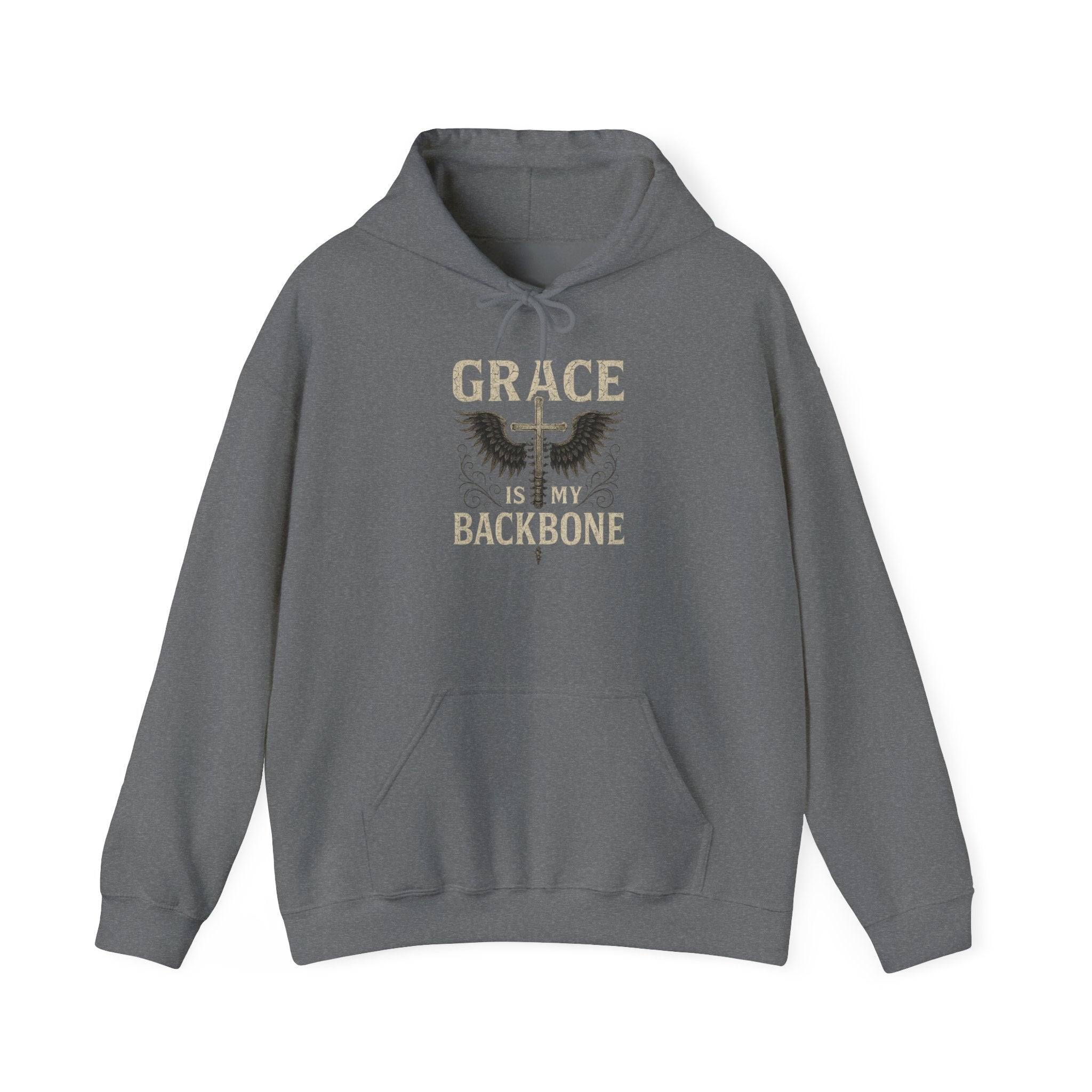 Sudadera con capucha Grace Is My Backbone | Sudadera con capucha con estampado Faith Wings