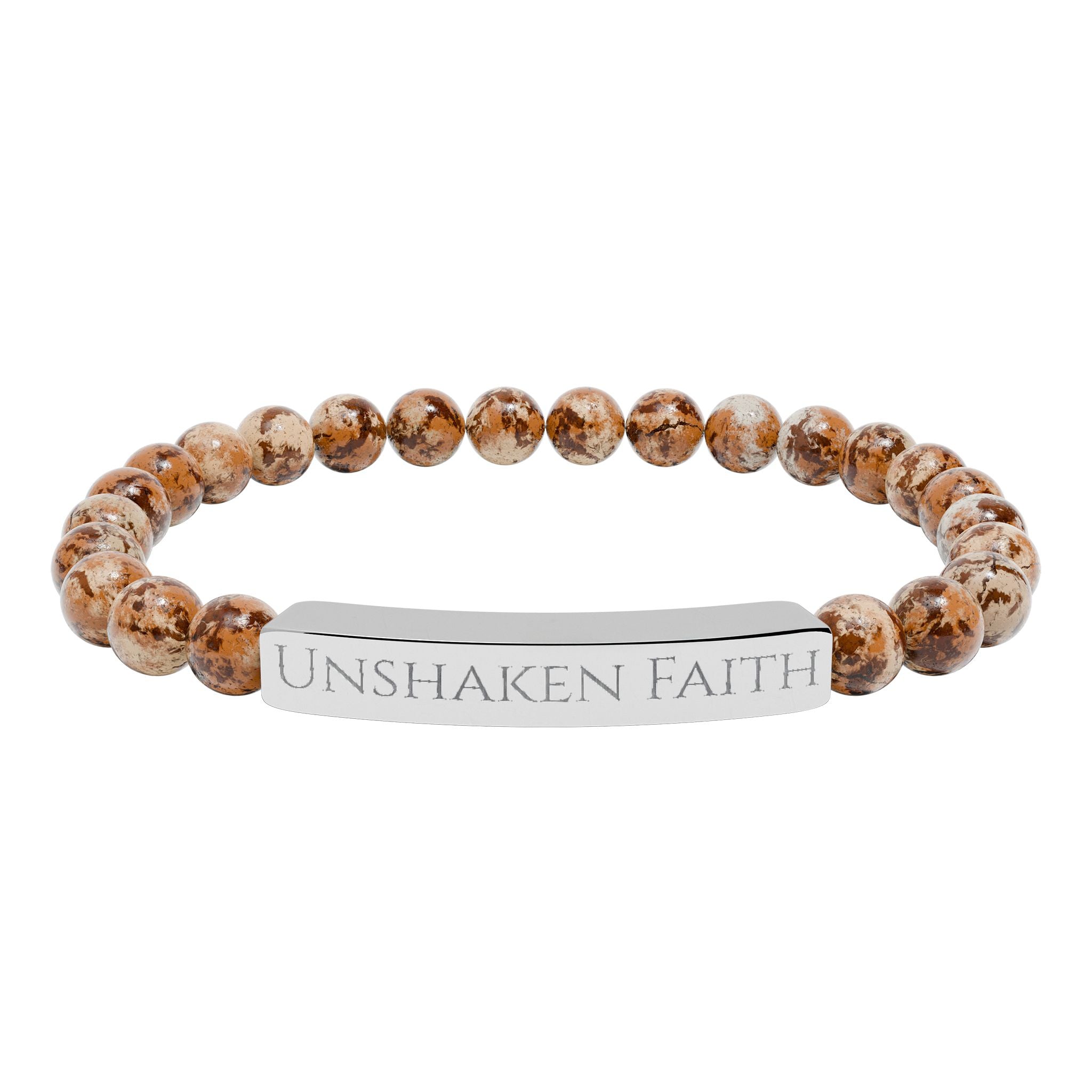 Natural Stone Stretch Bar Bracelet (Engraving)