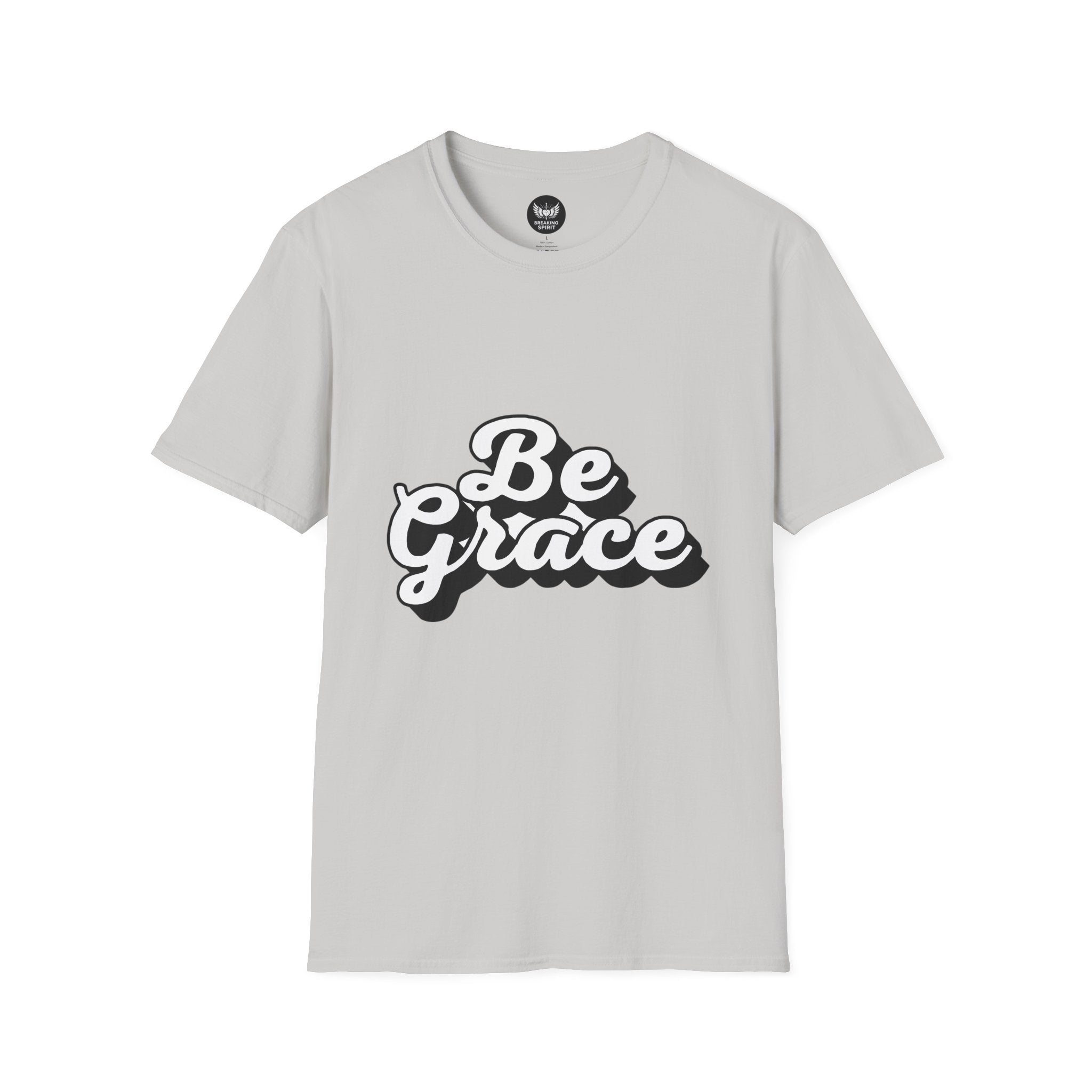 Be Grace script logo T-Shirt | inspirational typography, black white design