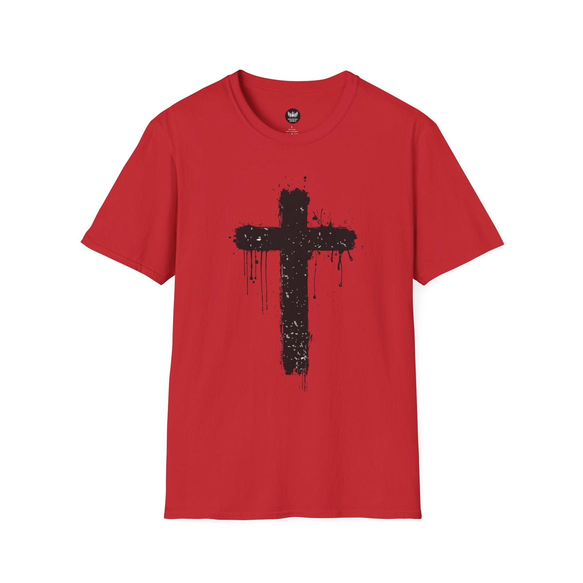 Camiseta con Cruz de Pincel Grunge — Camiseta Cristiana Desgastada