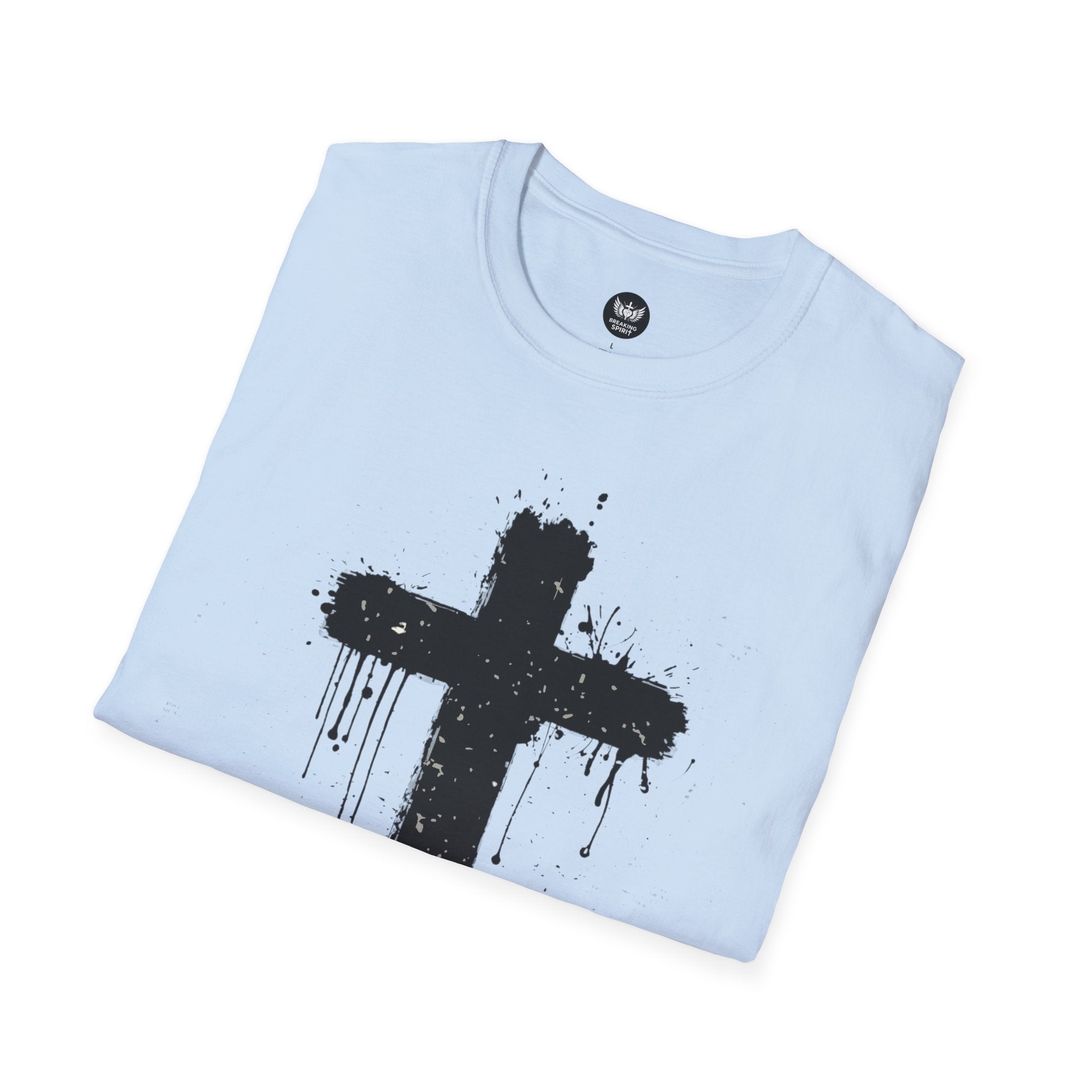 Camiseta con Cruz de Pincel Grunge — Camiseta Cristiana Desgastada