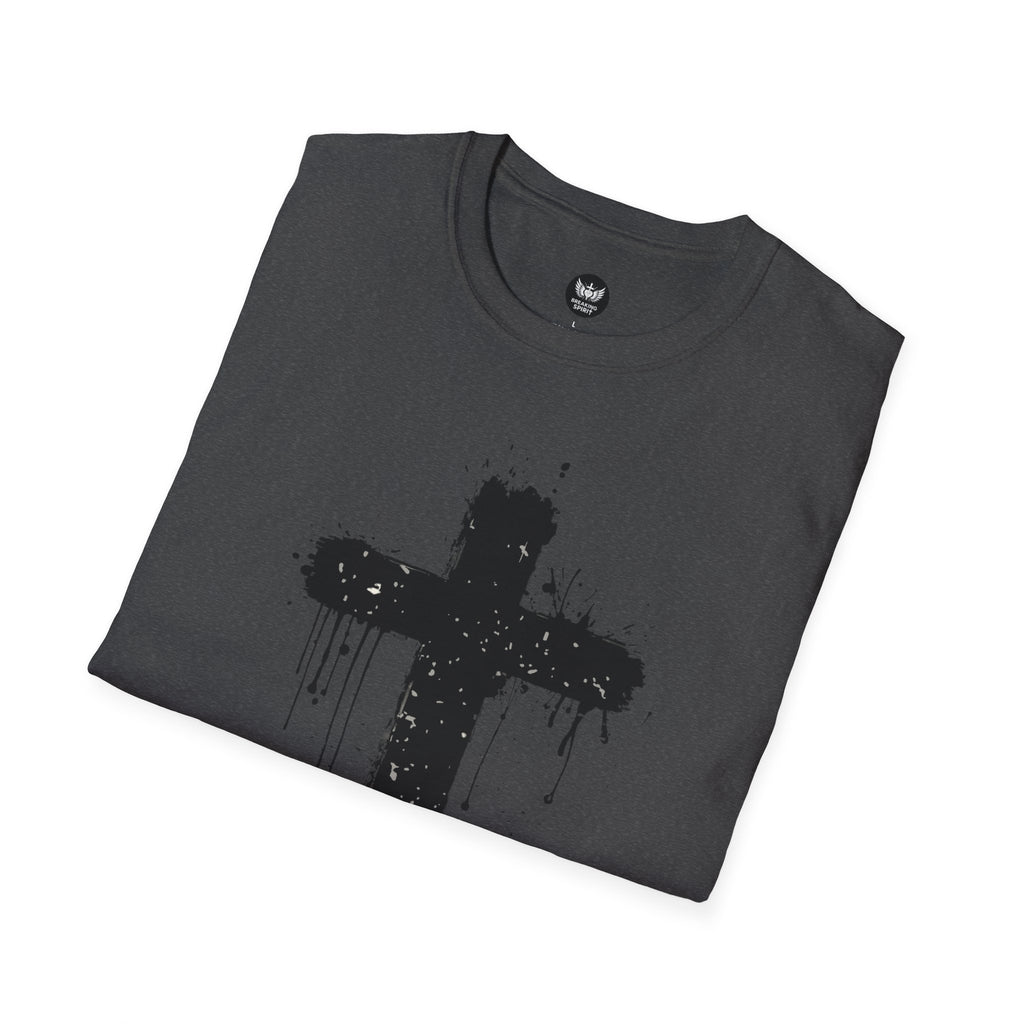 Camiseta con Cruz de Pincel Grunge — Camiseta Cristiana Desgastada