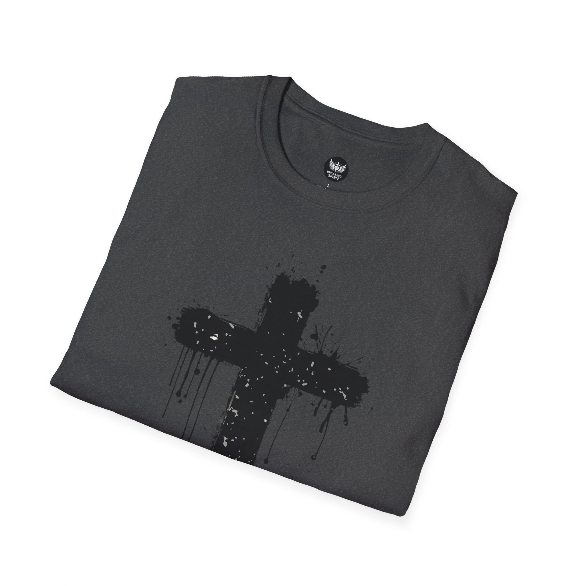 Camiseta con Cruz de Pincel Grunge — Camiseta Cristiana Desgastada