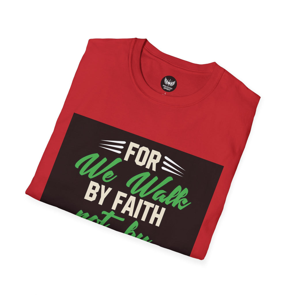 Camiseta de fe — Camiseta gráfica cristiana "Porque por fe andamos, no por vista"