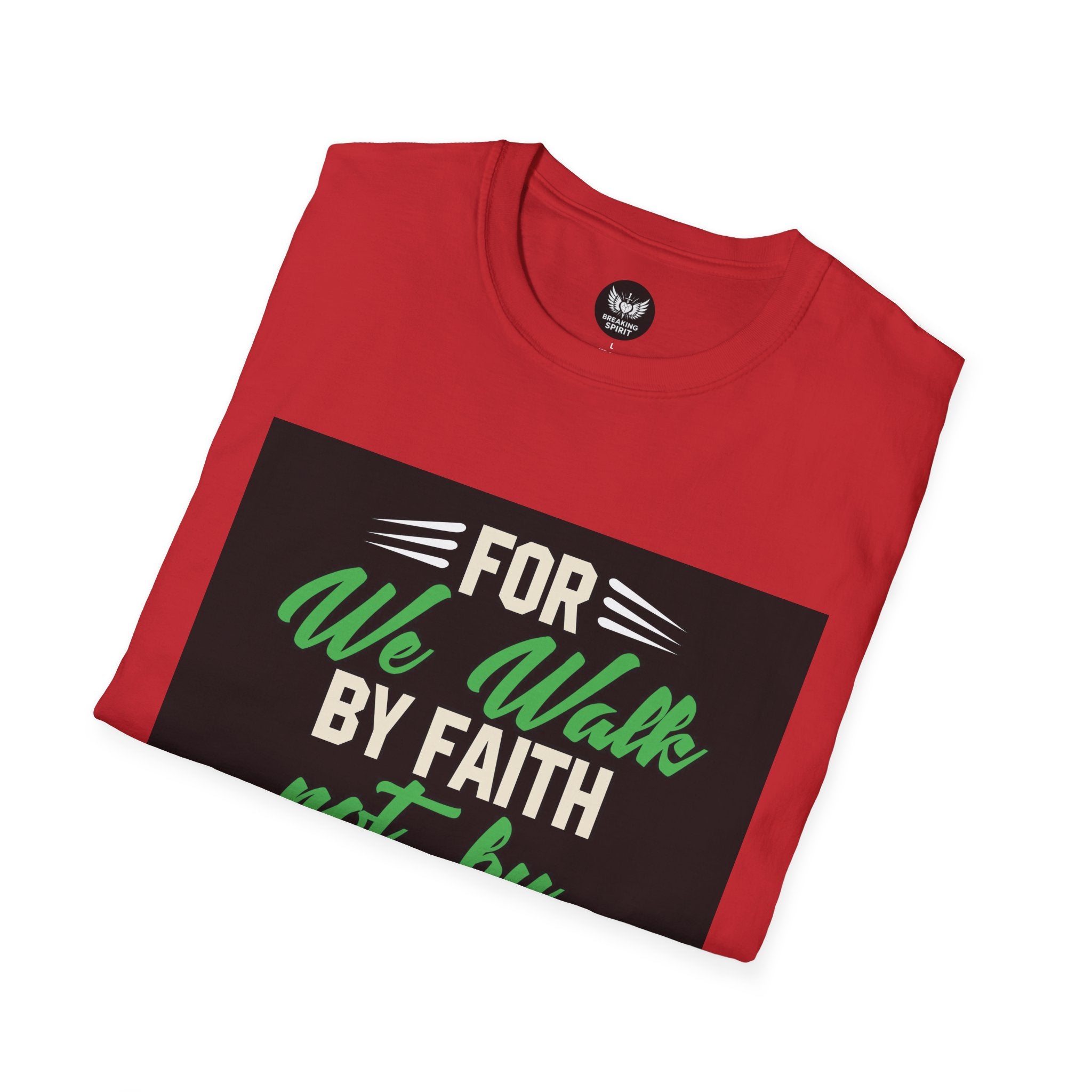 Camiseta de fe — Camiseta gráfica cristiana "Porque por fe andamos, no por vista"