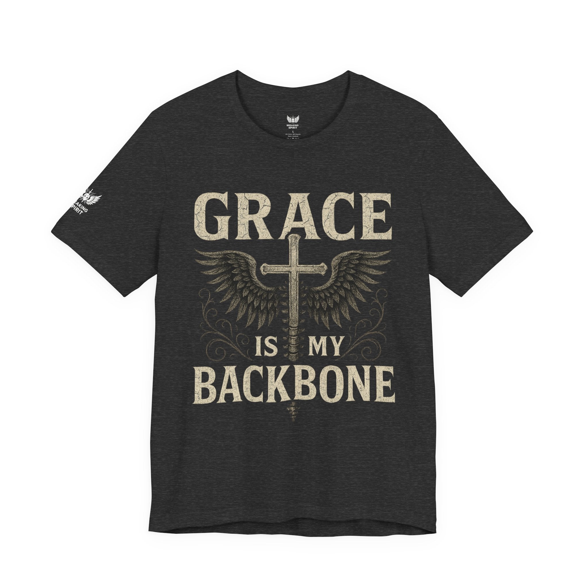Camiseta "La gracia es mi soporte" | Camiseta de fe cristiana, Cruz vertical desgastada