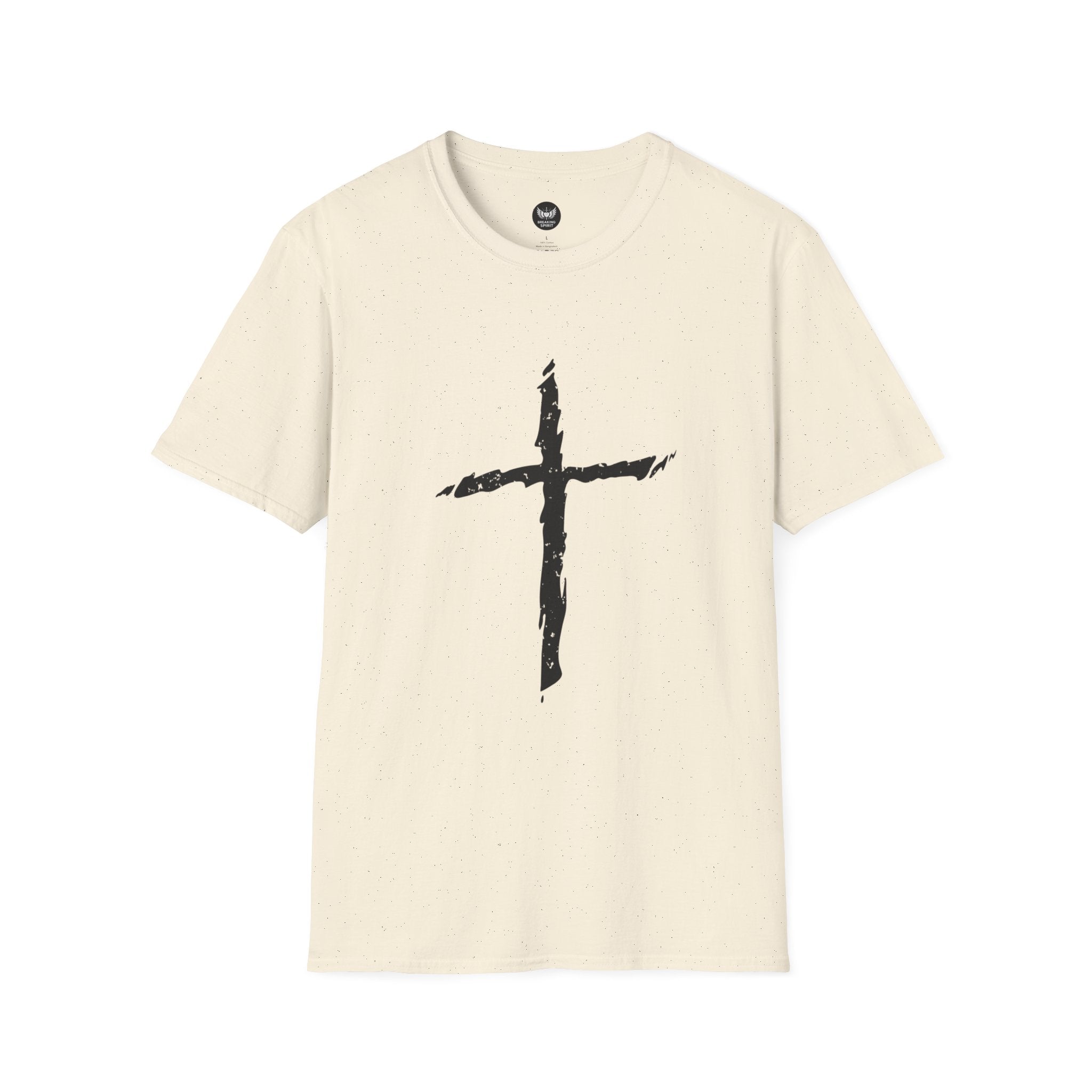 Christian Brushstroke Cross T-Shirt — Minimal Faith Graphic Tee