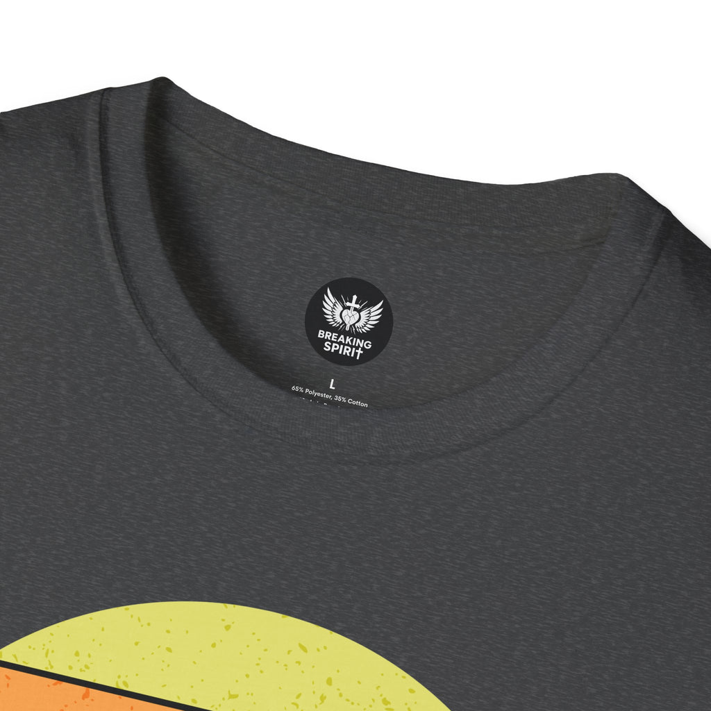 Jesus Saves Tee — Retro Sunset Cross Silhouette Christian T-Shirt