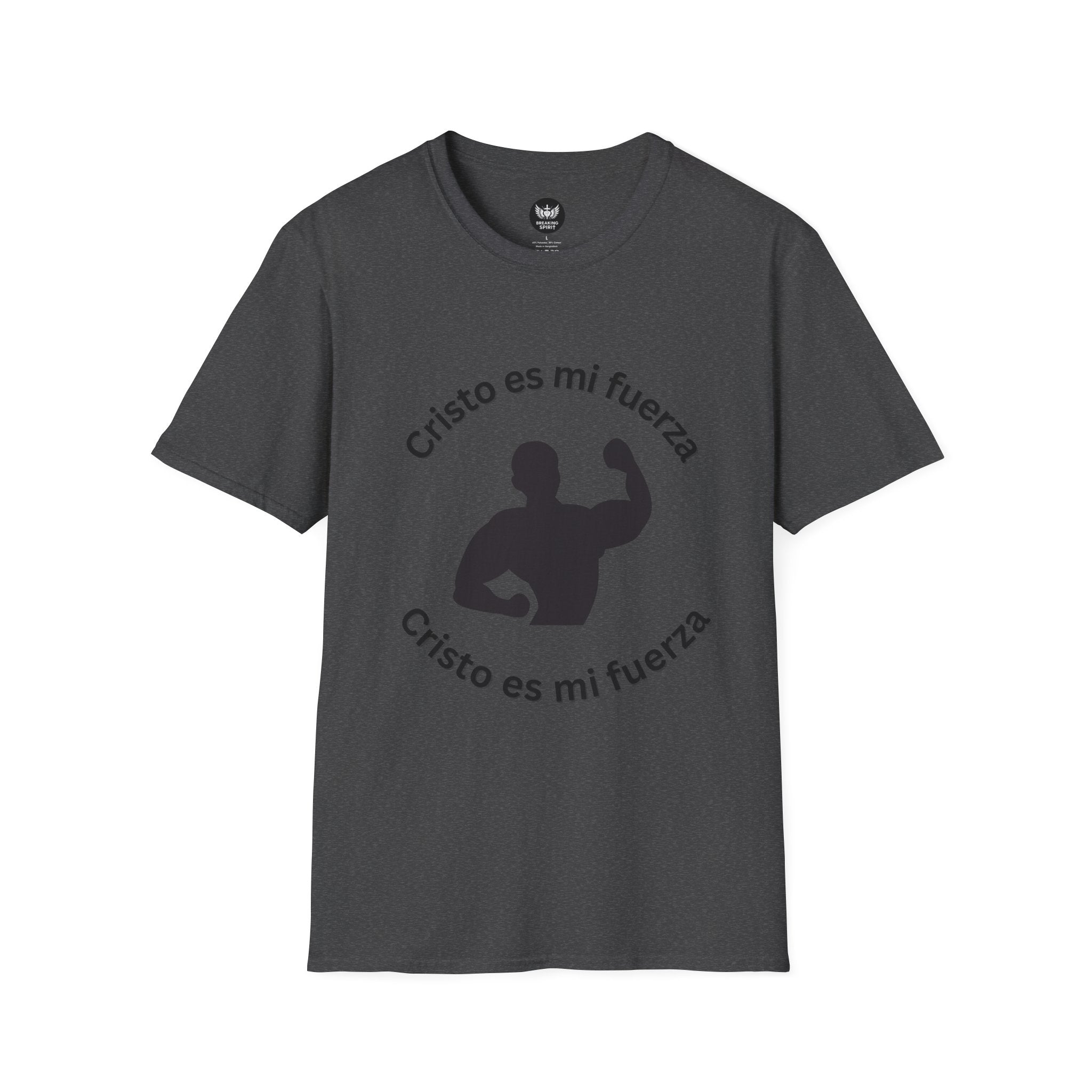 Cristo Es Mi Fuerza Tee — Spanish Christian Faith T-Shirt with Strongman Silhouette