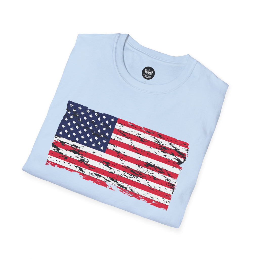 Distressed American Flag T-Shirt — Vintage USA Patriotic Tee