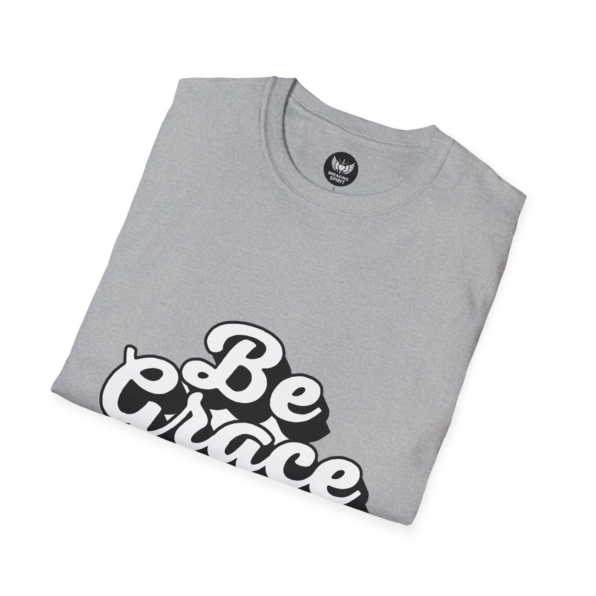 Be Grace script logo T-Shirt | inspirational typography, black white design