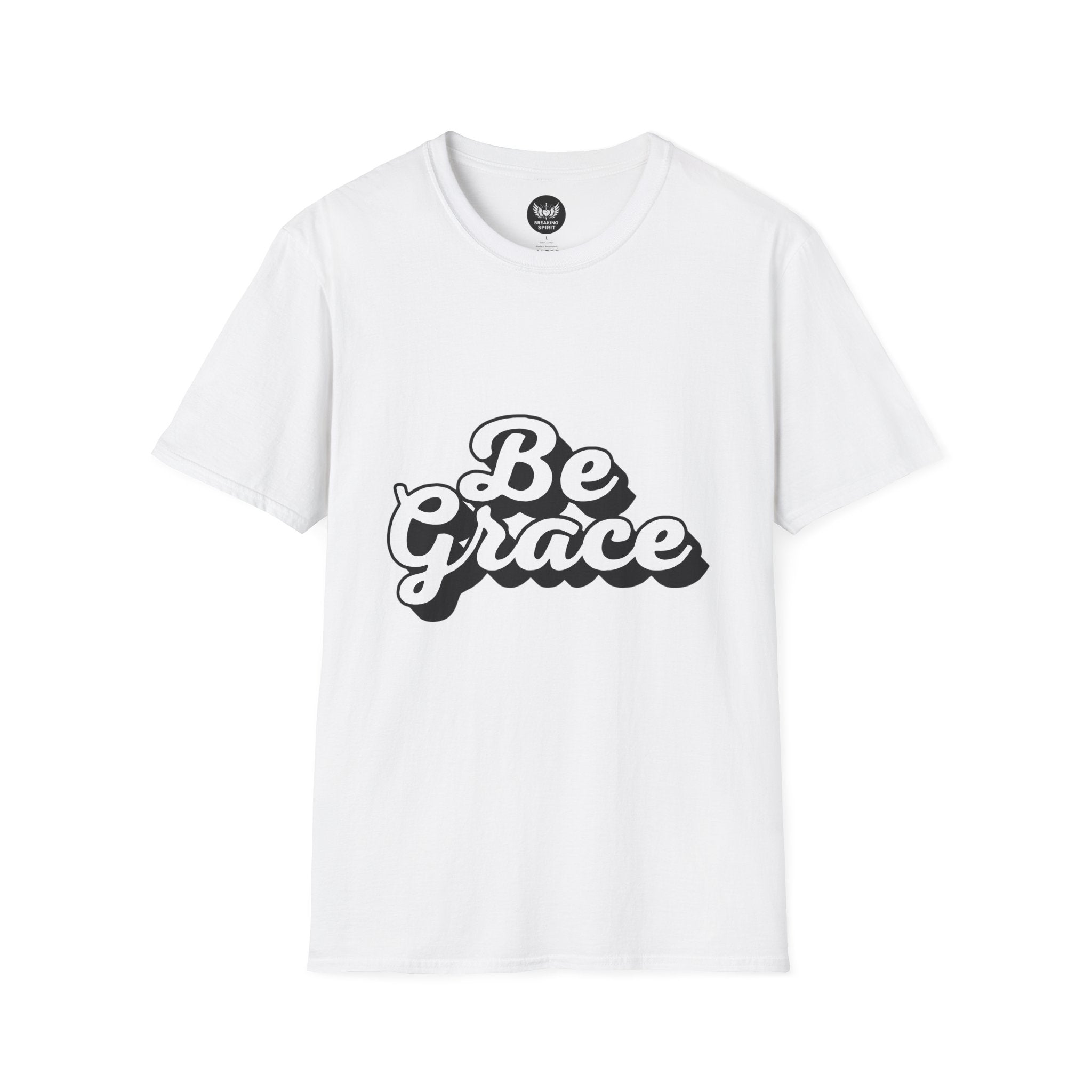 Be Grace script logo T-Shirt | inspirational typography, black white design