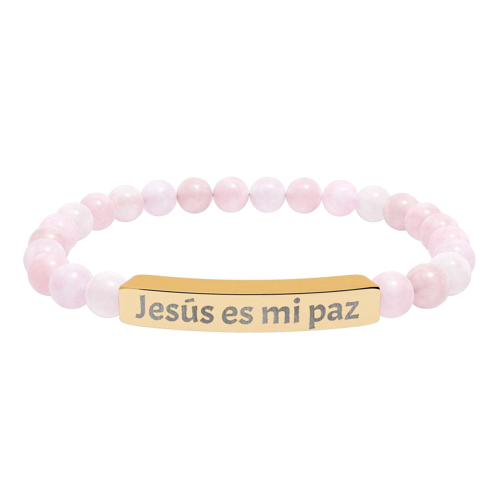 Engraved 'Jesús es mi paz' Natural Stone Bar Bracelet