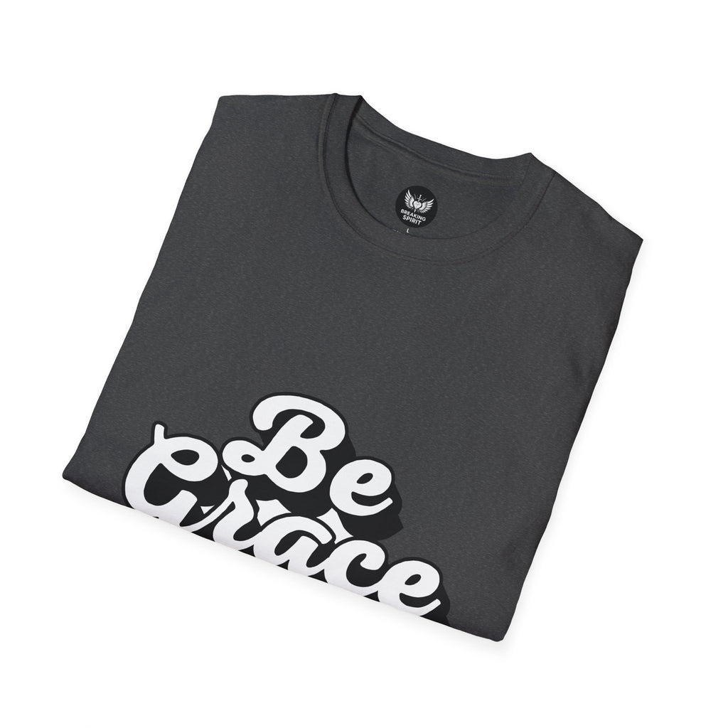 Be Grace script logo T-Shirt | inspirational typography, black white design