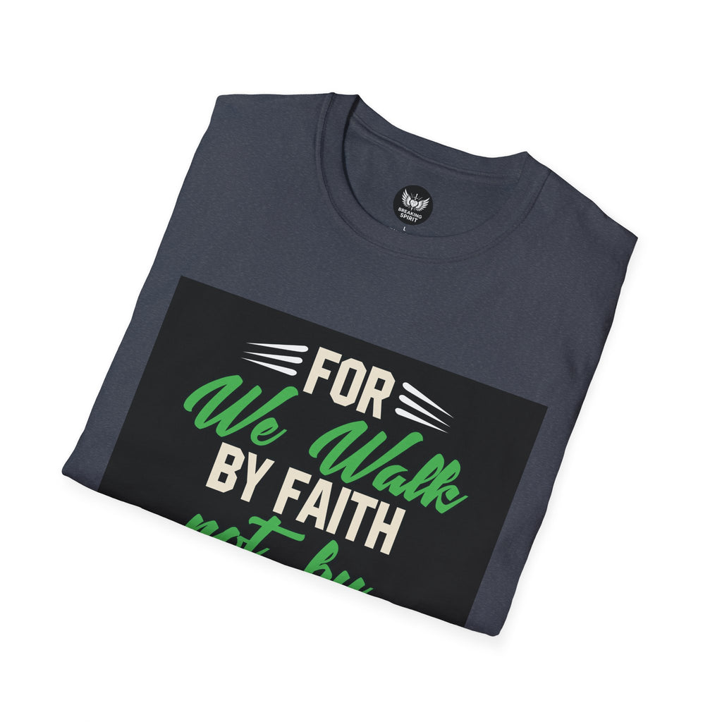 Camiseta de fe — Camiseta gráfica cristiana "Porque por fe andamos, no por vista"