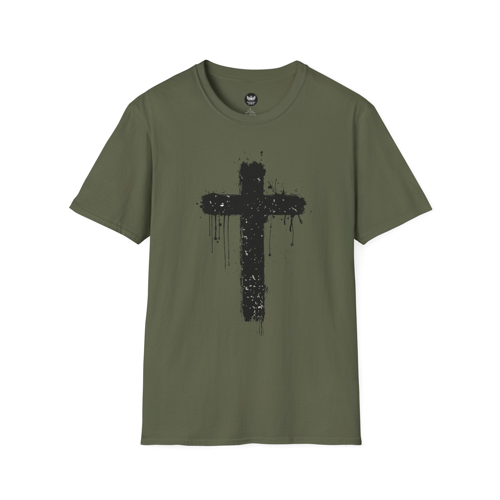 Camiseta con Cruz de Pincel Grunge — Camiseta Cristiana Desgastada