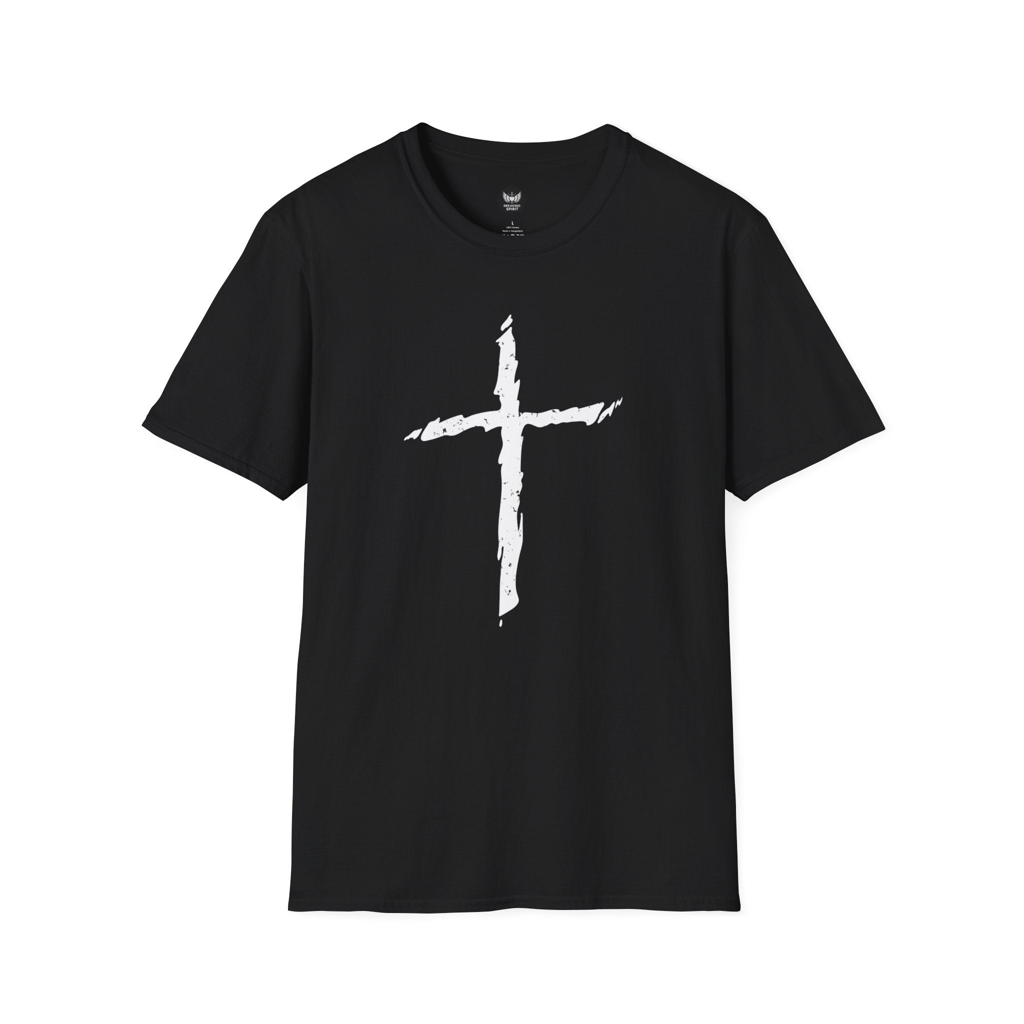 Brushstroke Cross T-Shirt — Minimal Christian Faith Tee