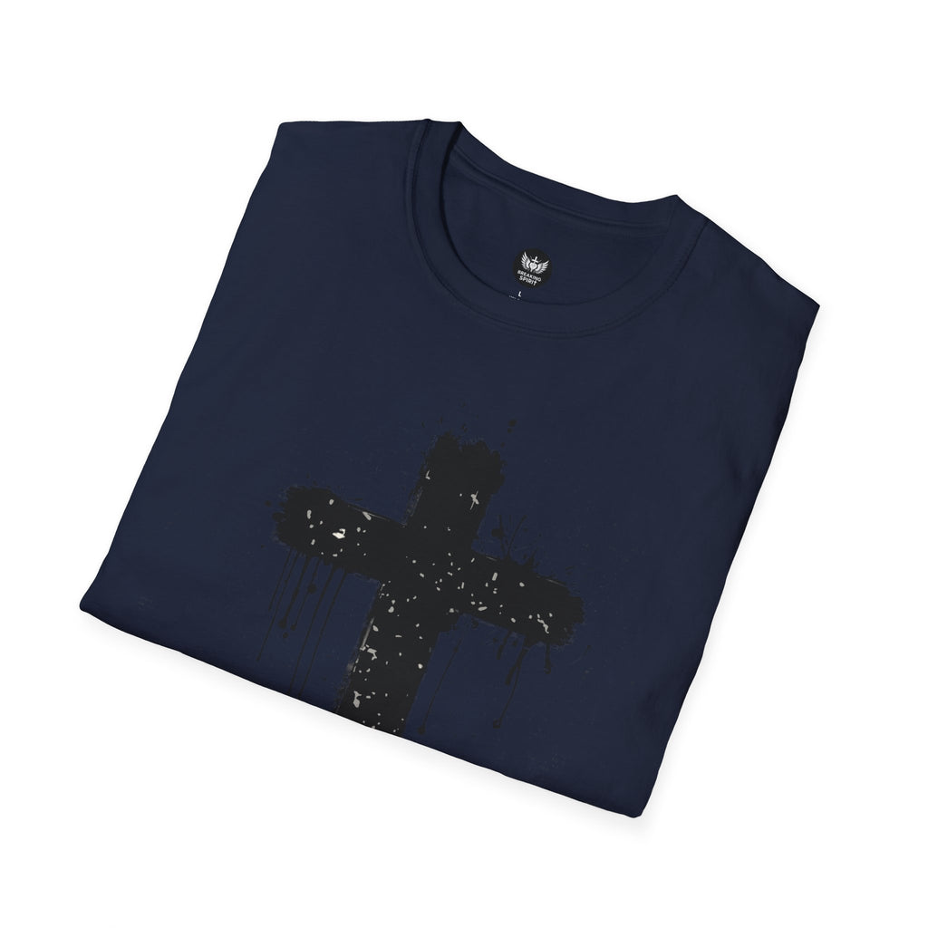 Camiseta con Cruz de Pincel Grunge — Camiseta Cristiana Desgastada