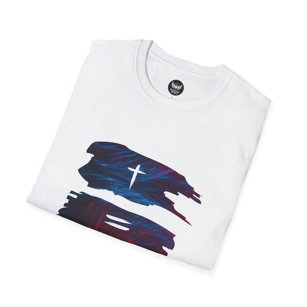 Cross, Equals, Heart shirt | Christian faith brushstroke design T-Shirt