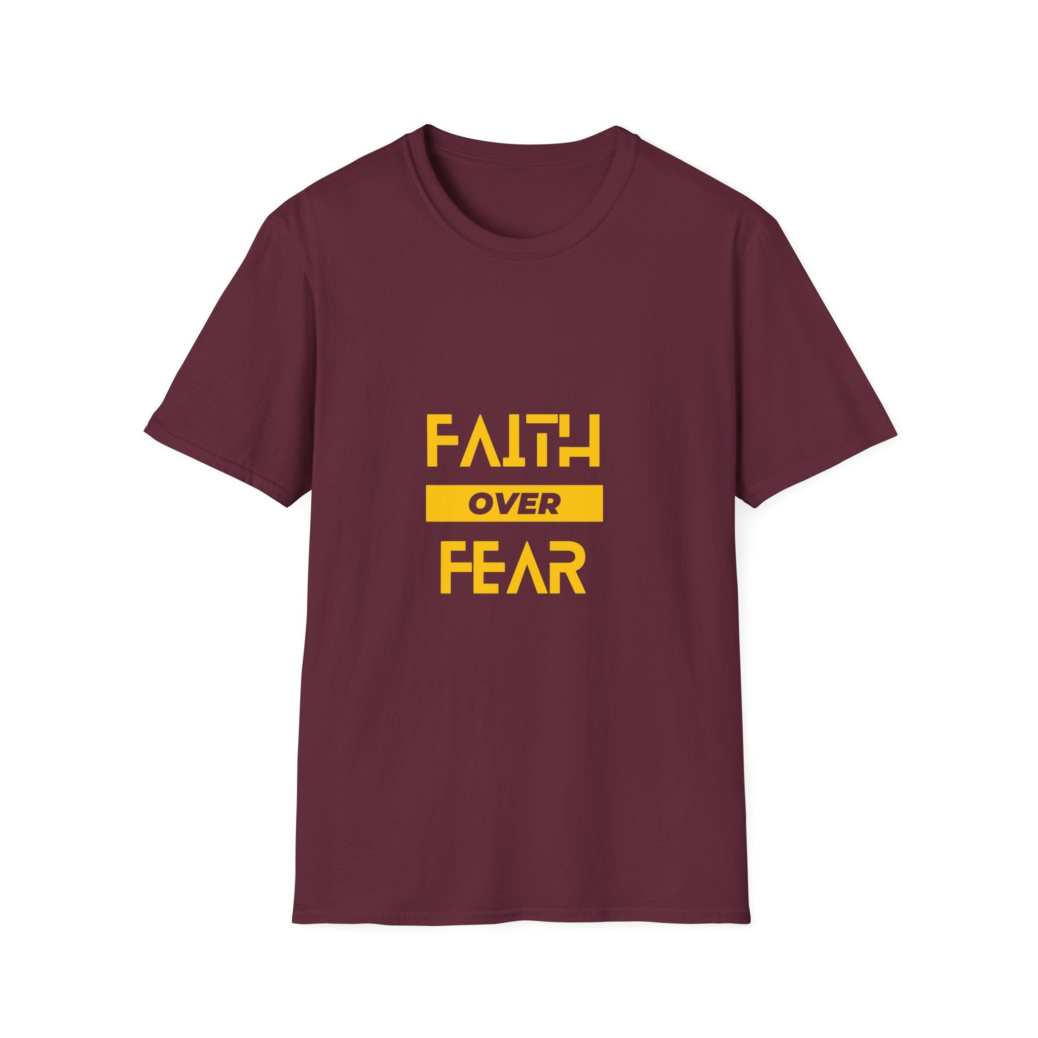 Camiseta "Fe sobre Miedo" | Camiseta Cristiana con Letras Amarillas
