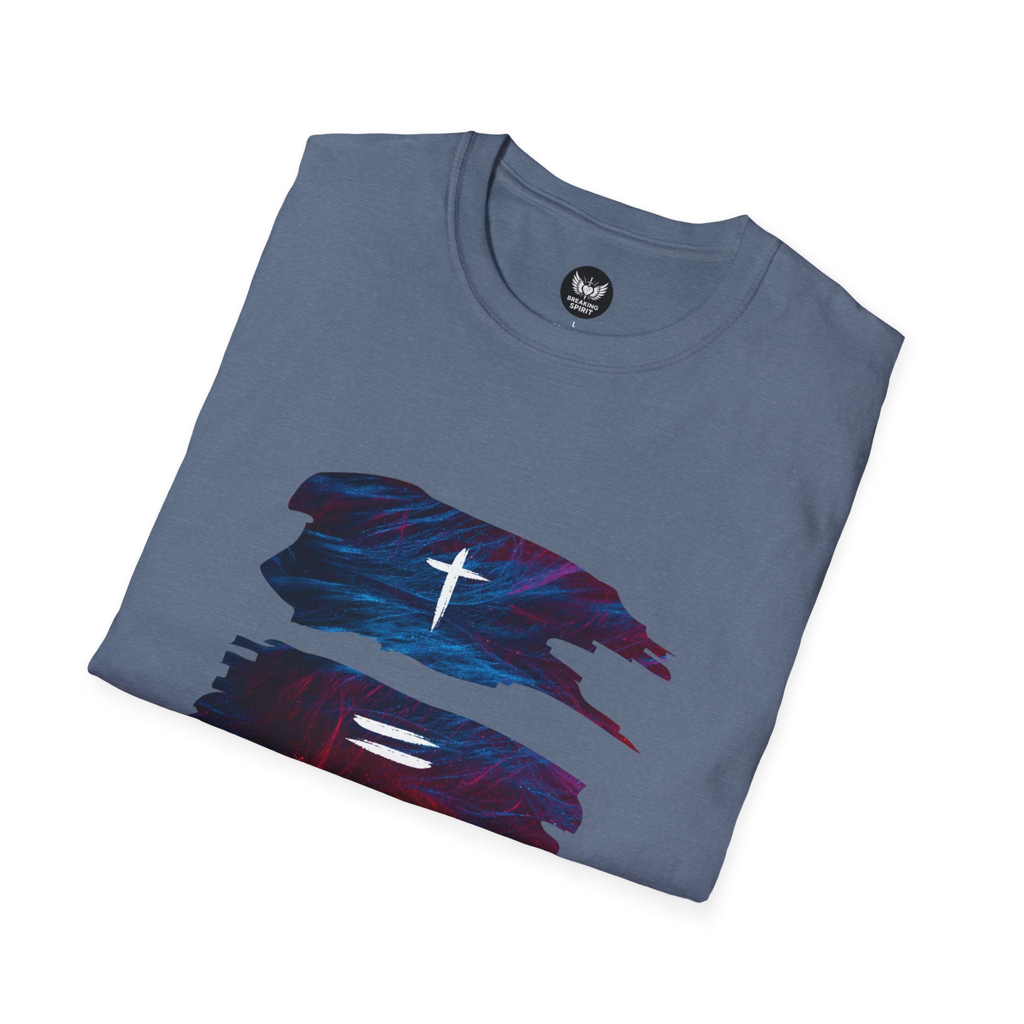Cross, Equals, Heart shirt | Christian faith brushstroke design T-Shirt