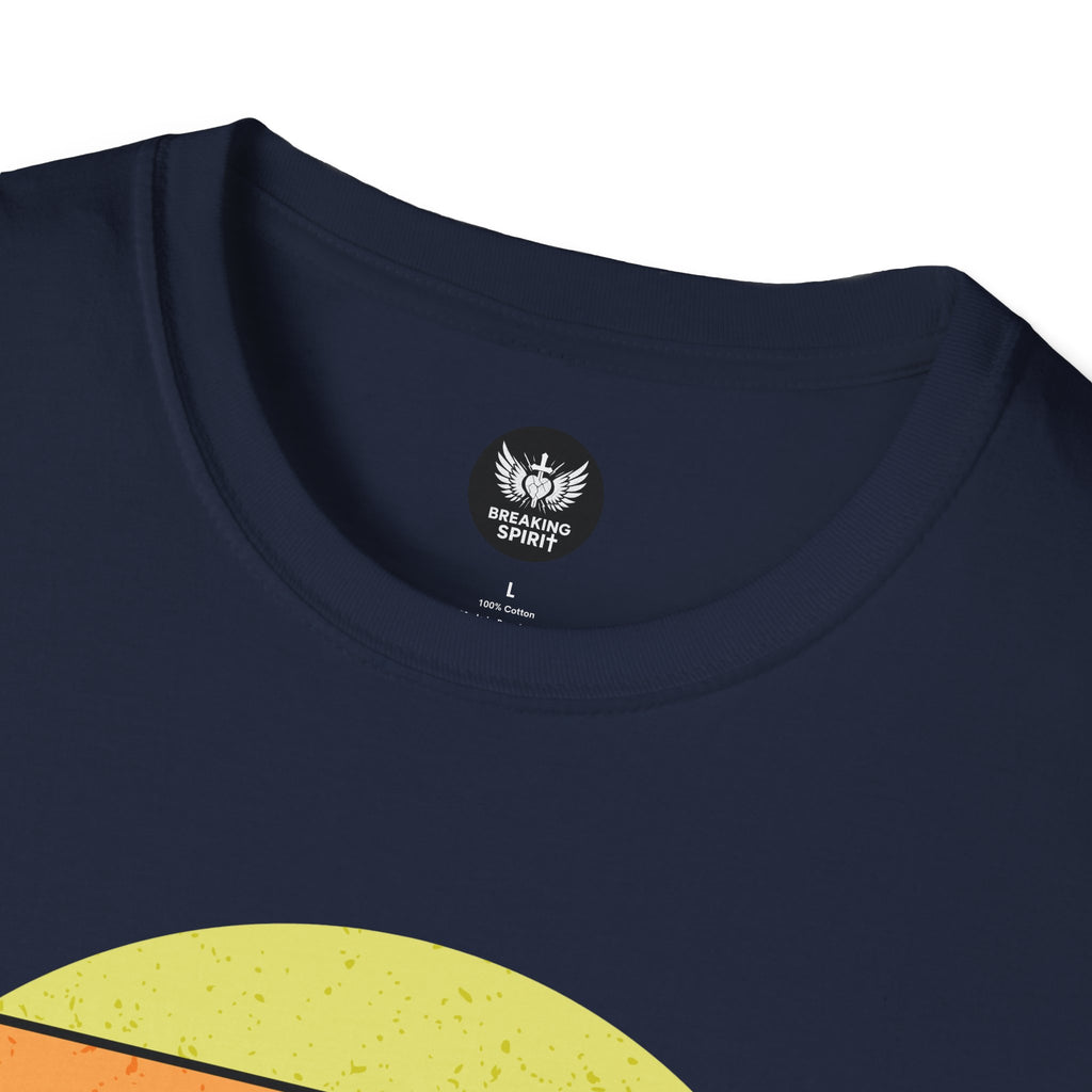 Jesus Saves Tee — Retro Sunset Cross Silhouette Christian T-Shirt