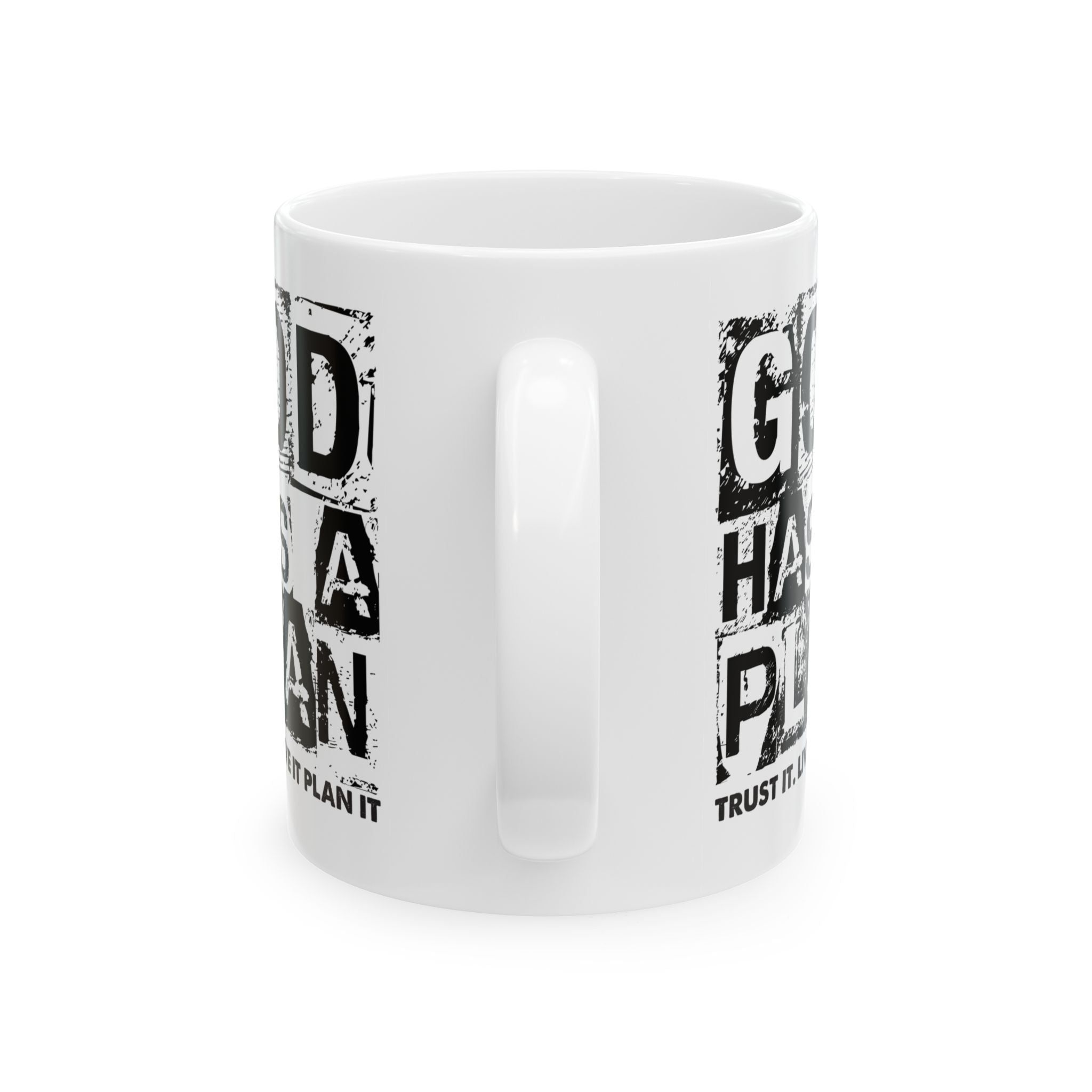 Faith Cross Ceramic Mug — "God Has a Plan" Inspirational Coffee Cup (11oz/15oz)