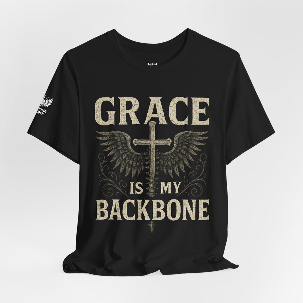 Camiseta "La gracia es mi soporte" | Camiseta de fe cristiana, Cruz vertical desgastada