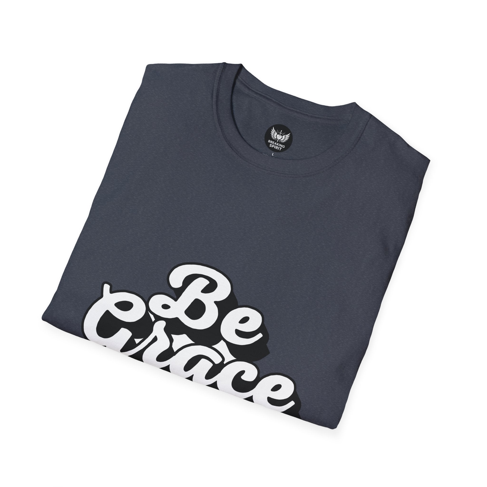 Be Grace script logo T-Shirt | inspirational typography, black white design