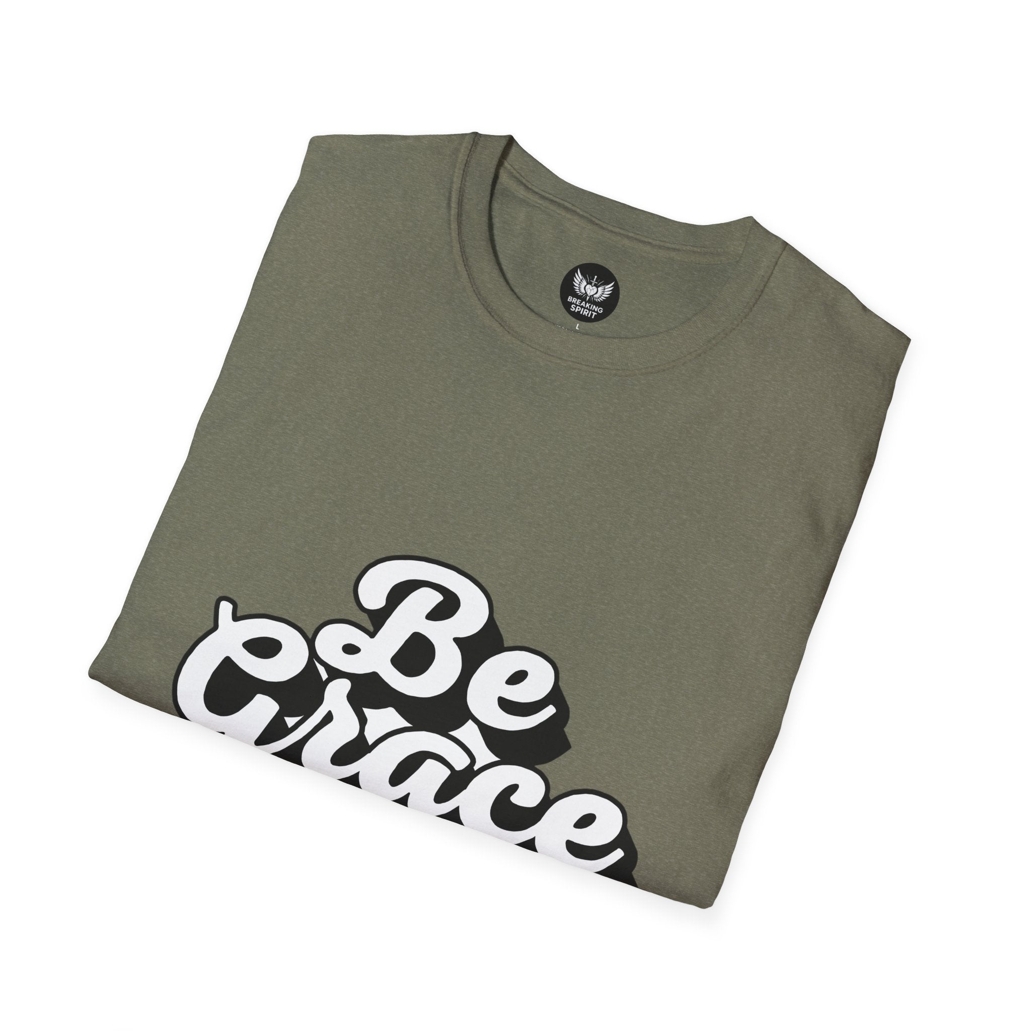 Be Grace script logo T-Shirt | inspirational typography, black white design
