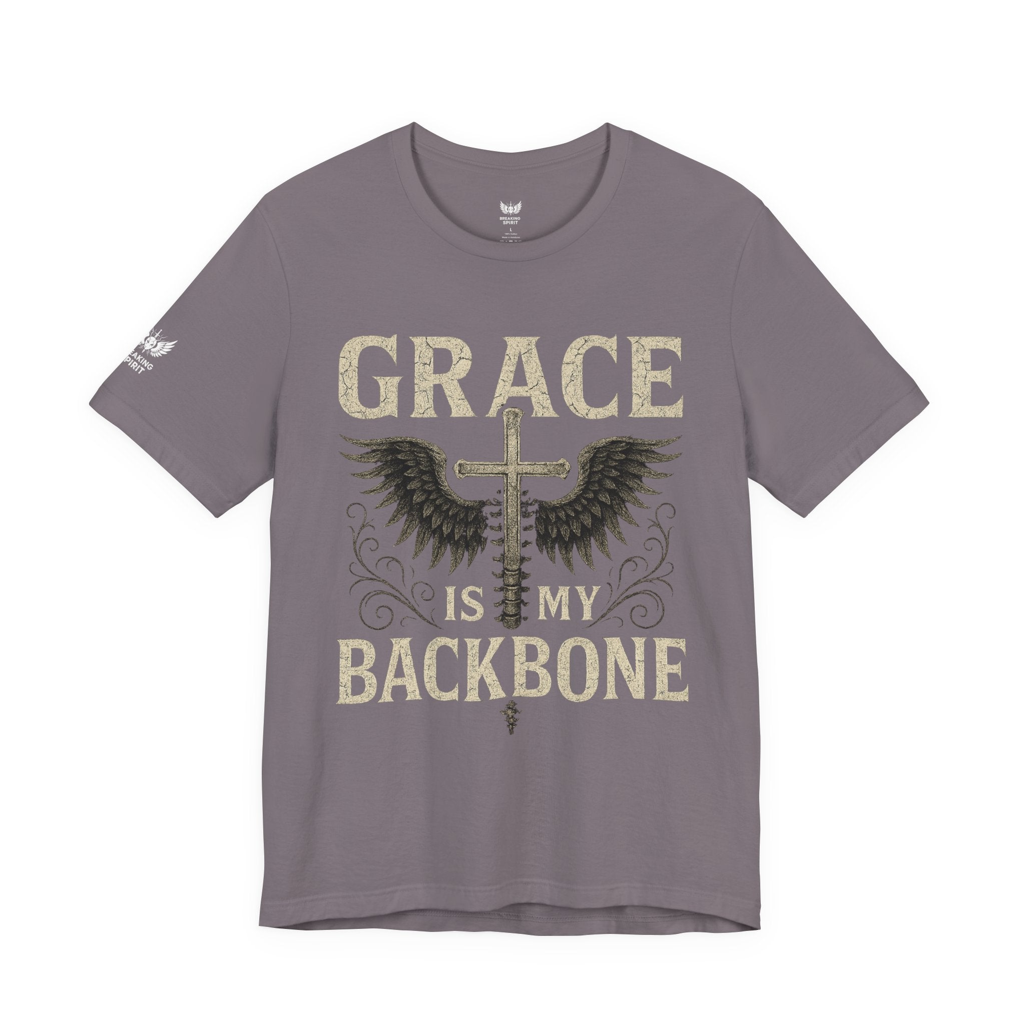Camiseta "La gracia es mi soporte" | Camiseta de fe cristiana, Cruz vertical desgastada
