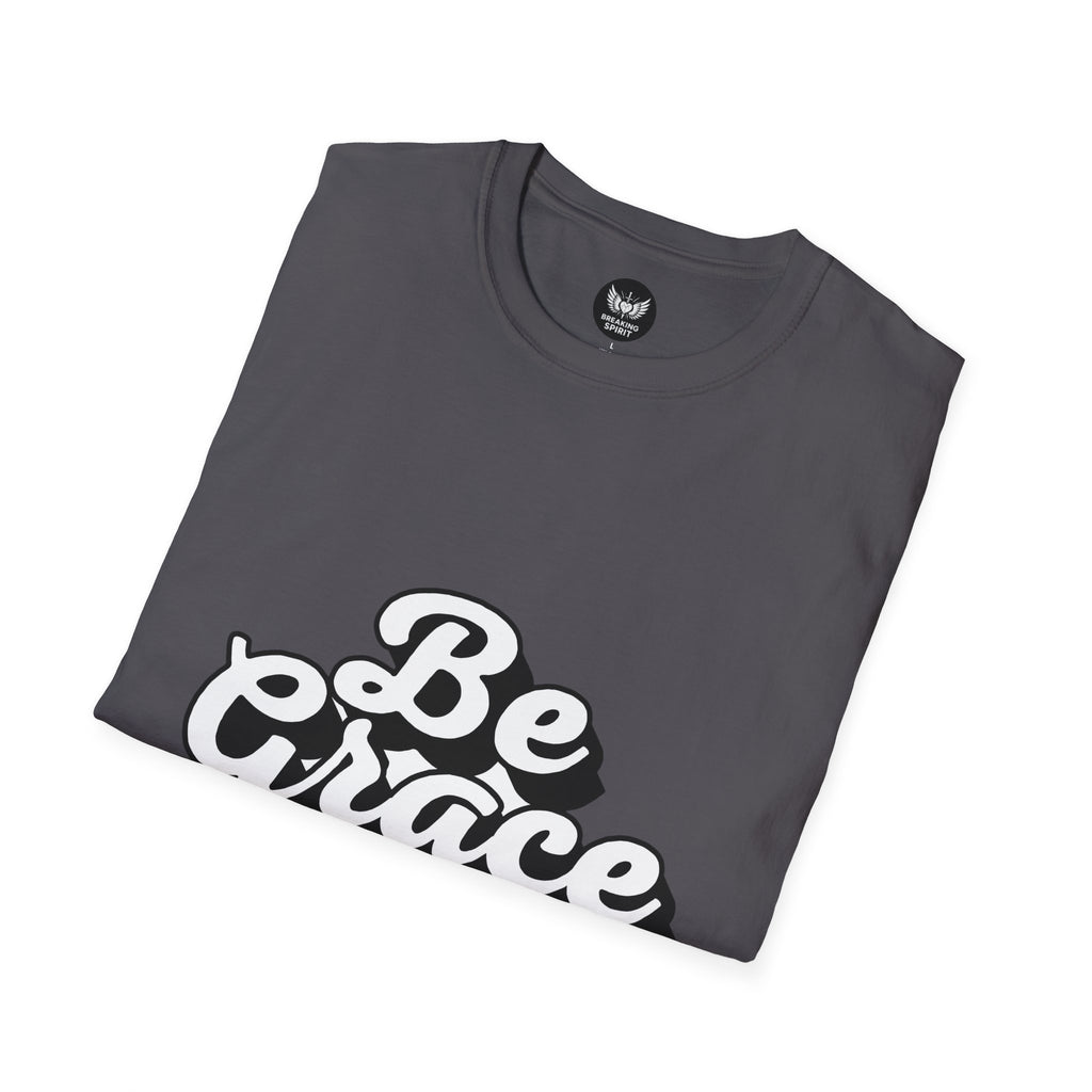 Be Grace script logo T-Shirt | inspirational typography, black white design