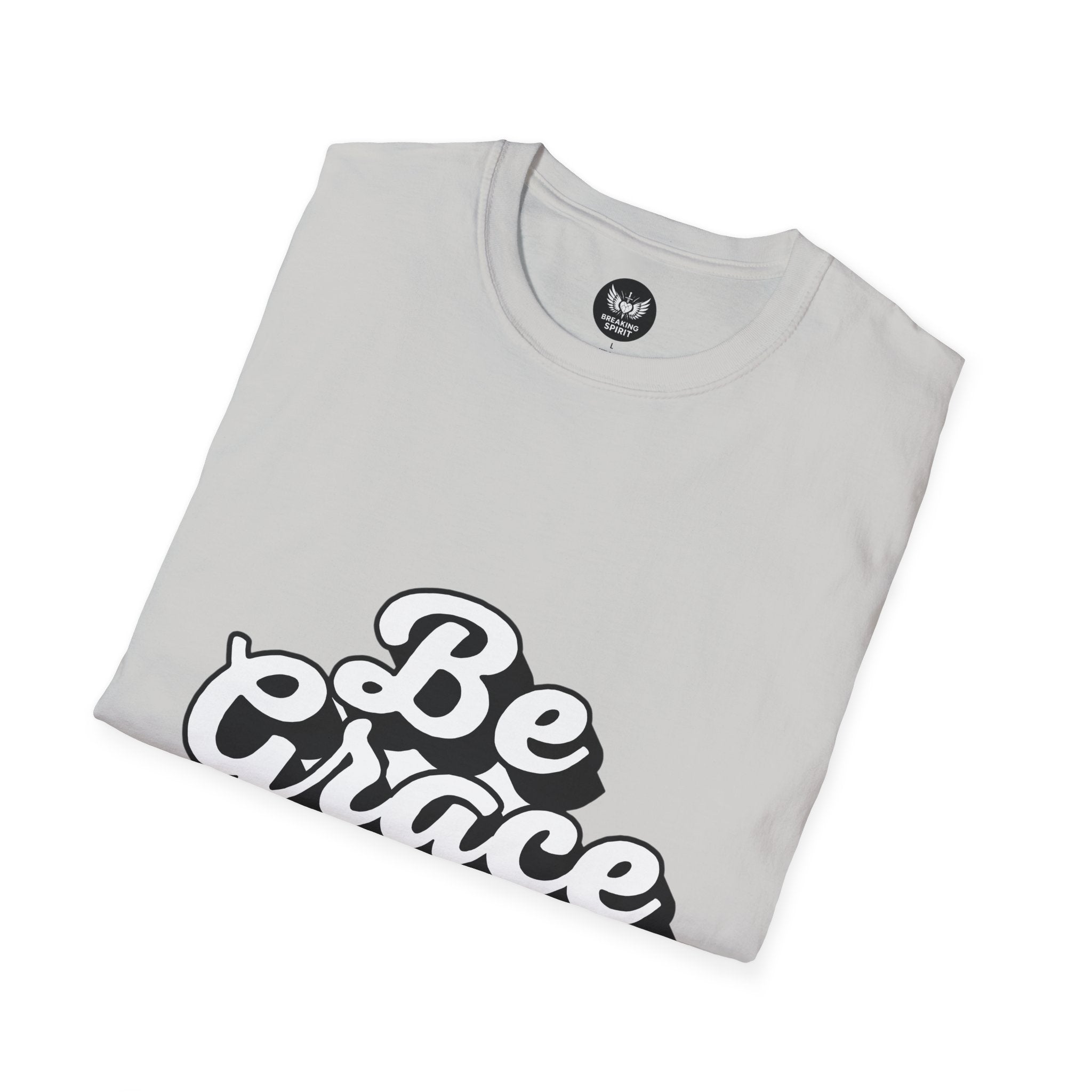 Be Grace script logo T-Shirt | inspirational typography, black white design