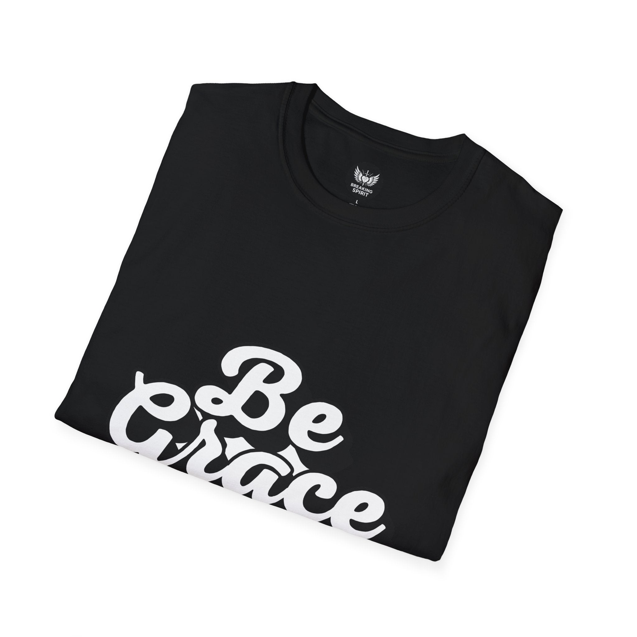 Be Grace script logo T-Shirt | inspirational typography, black white design