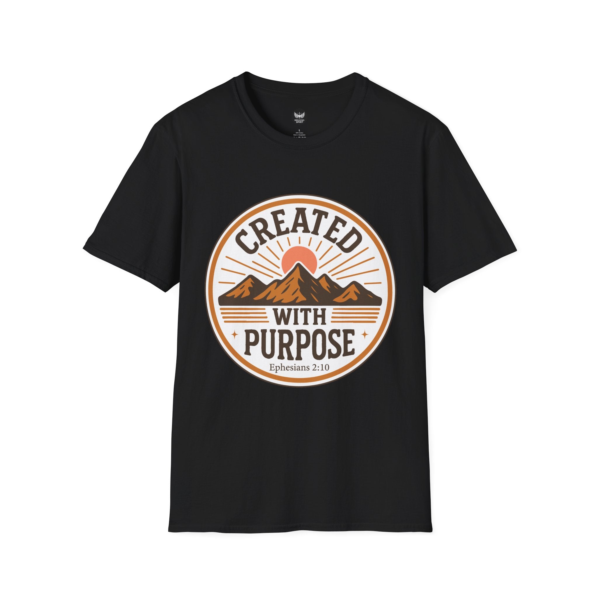 Created With Purpose T-Shirt — Christian Faith Mountain Graphic (Ephesians 2:10)