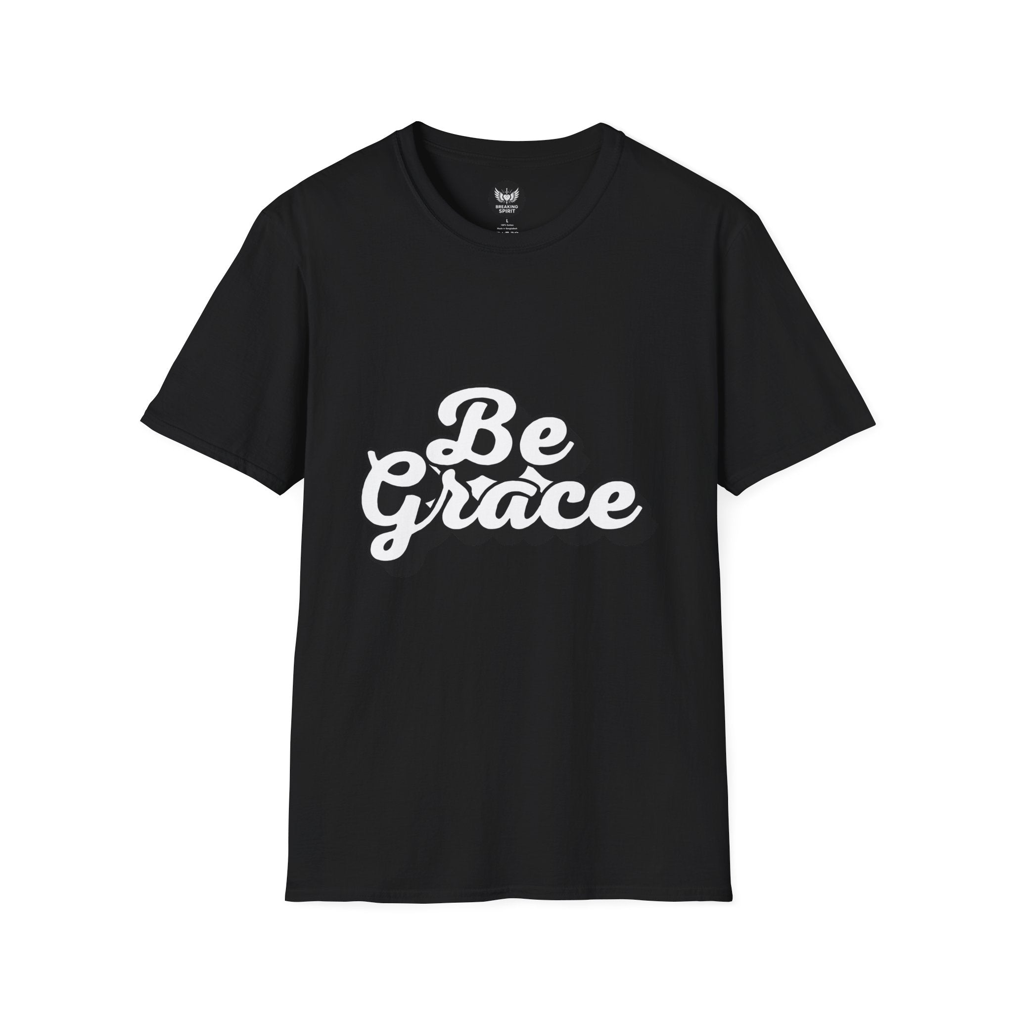Be Grace script logo T-Shirt | inspirational typography, black white design