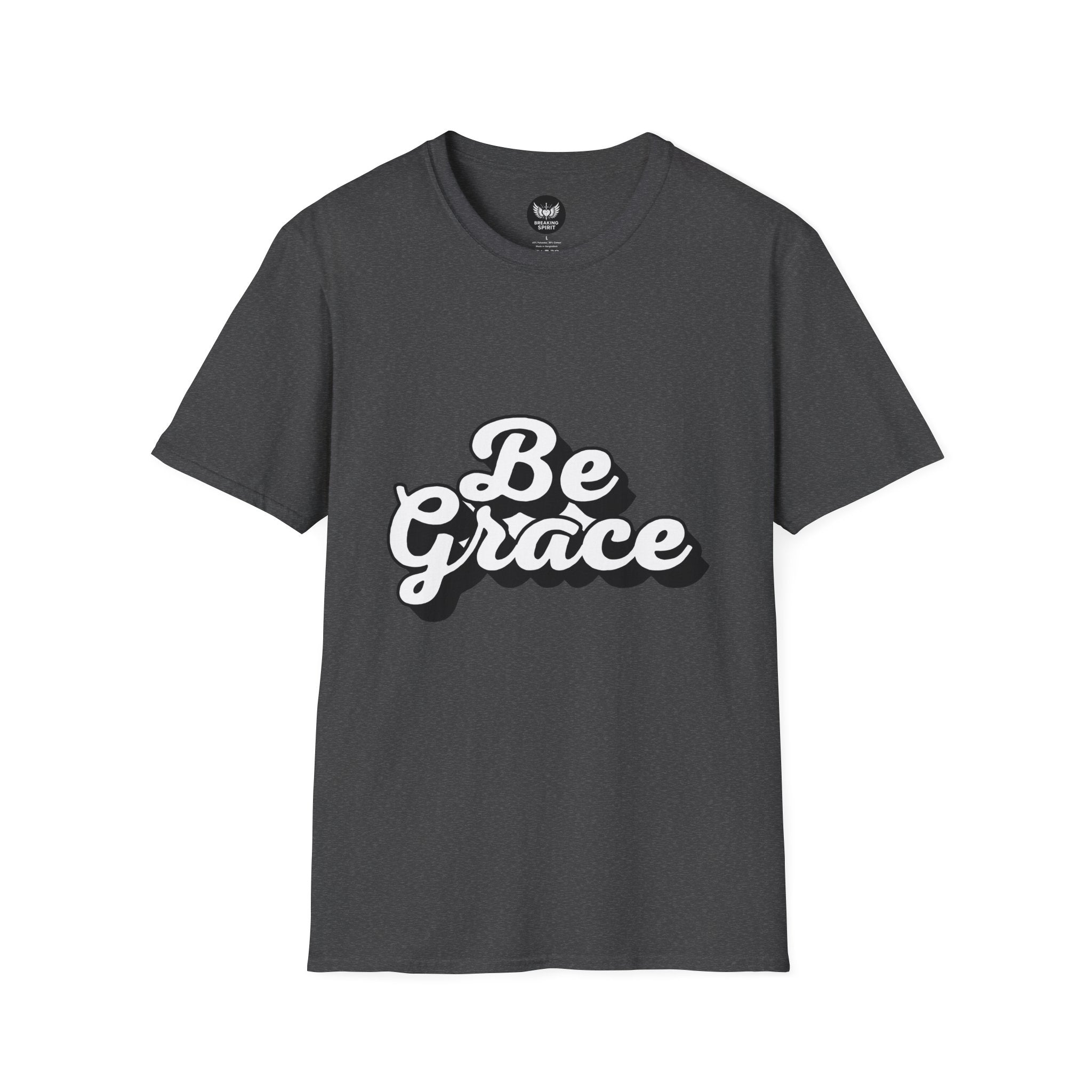 Be Grace script logo T-Shirt | inspirational typography, black white design
