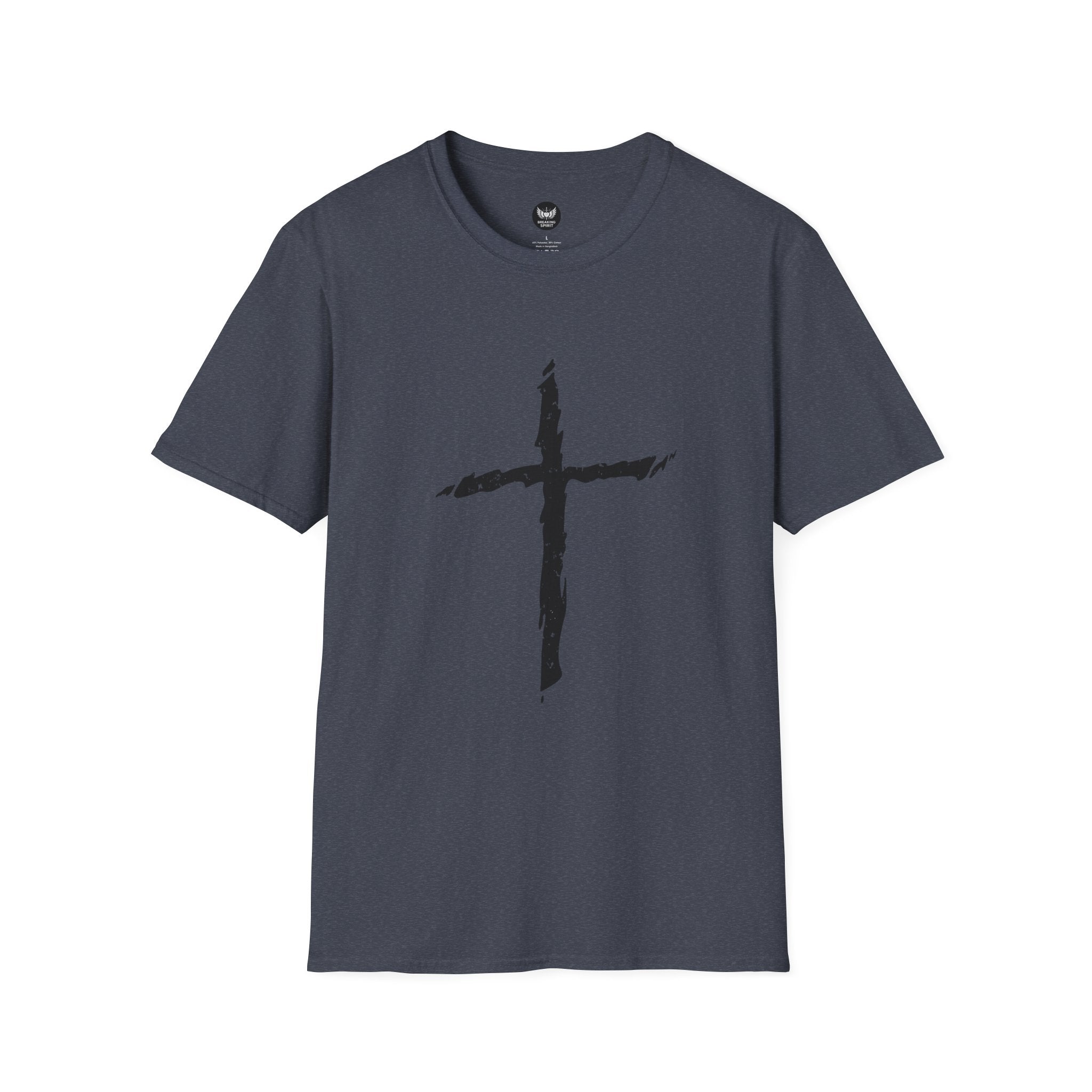 Christian Brushstroke Cross T-Shirt — Minimal Faith Graphic Tee