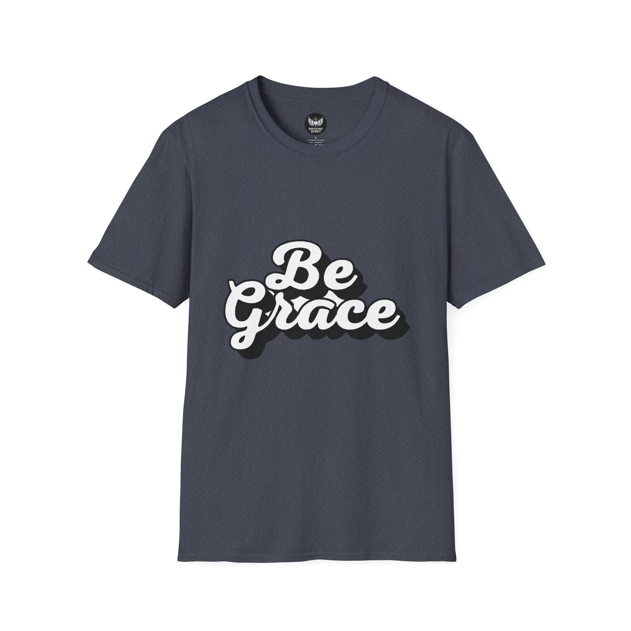 Be Grace script logo T-Shirt | inspirational typography, black white design
