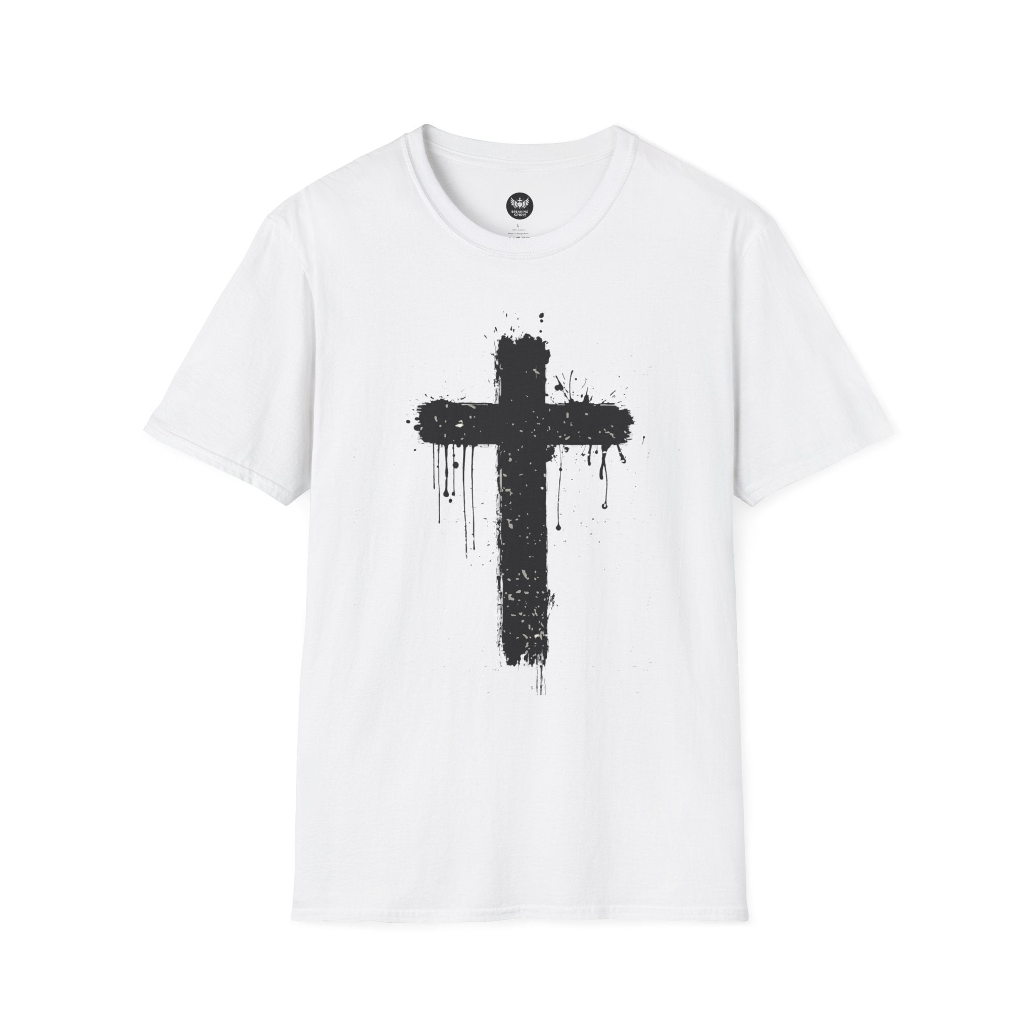 Camiseta con Cruz de Pincel Grunge — Camiseta Cristiana Desgastada