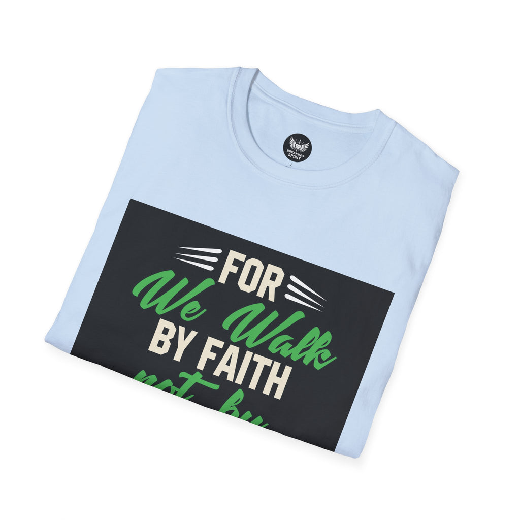 Camiseta de fe — Camiseta gráfica cristiana "Porque por fe andamos, no por vista"