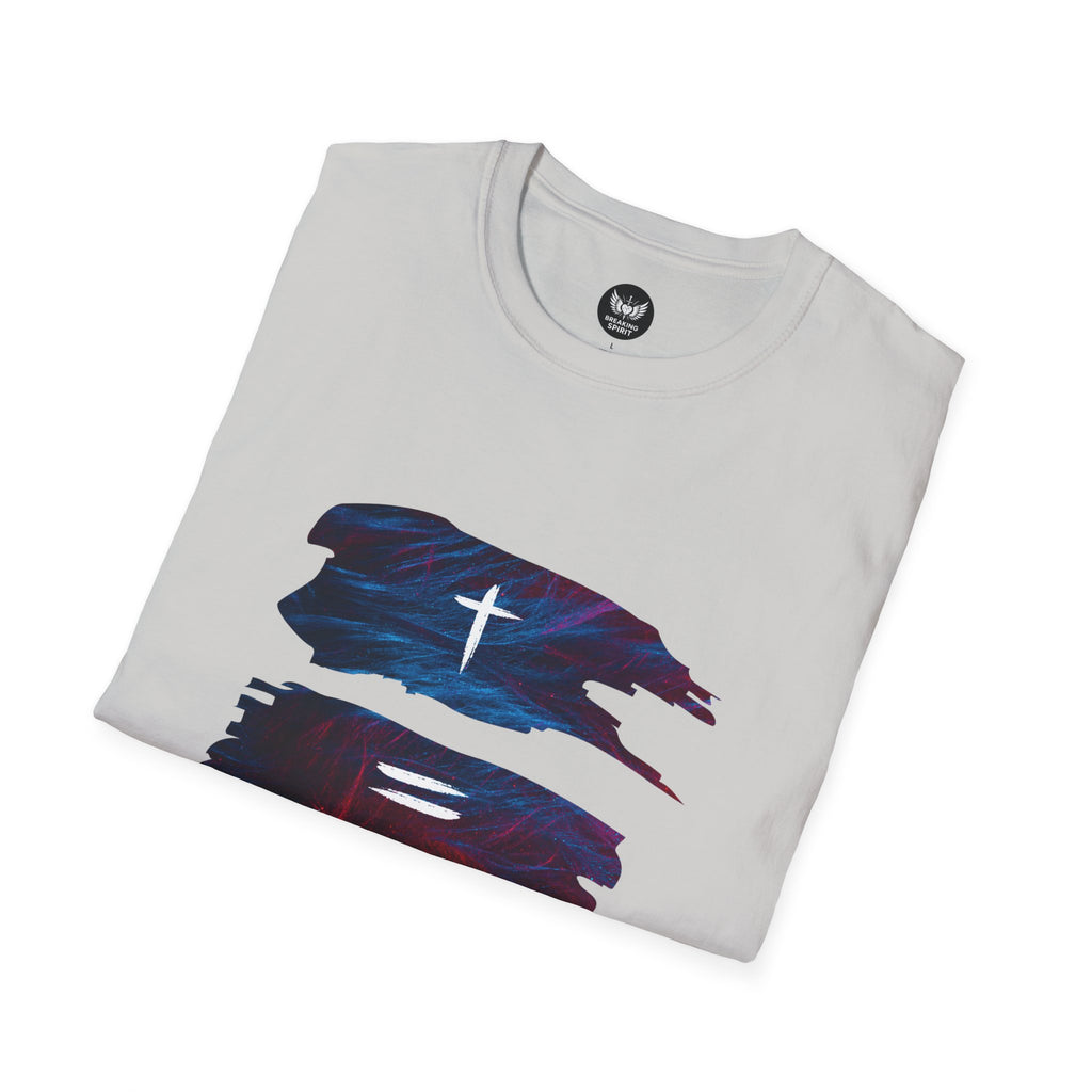 Cross, Equals, Heart shirt | Christian faith brushstroke design T-Shirt