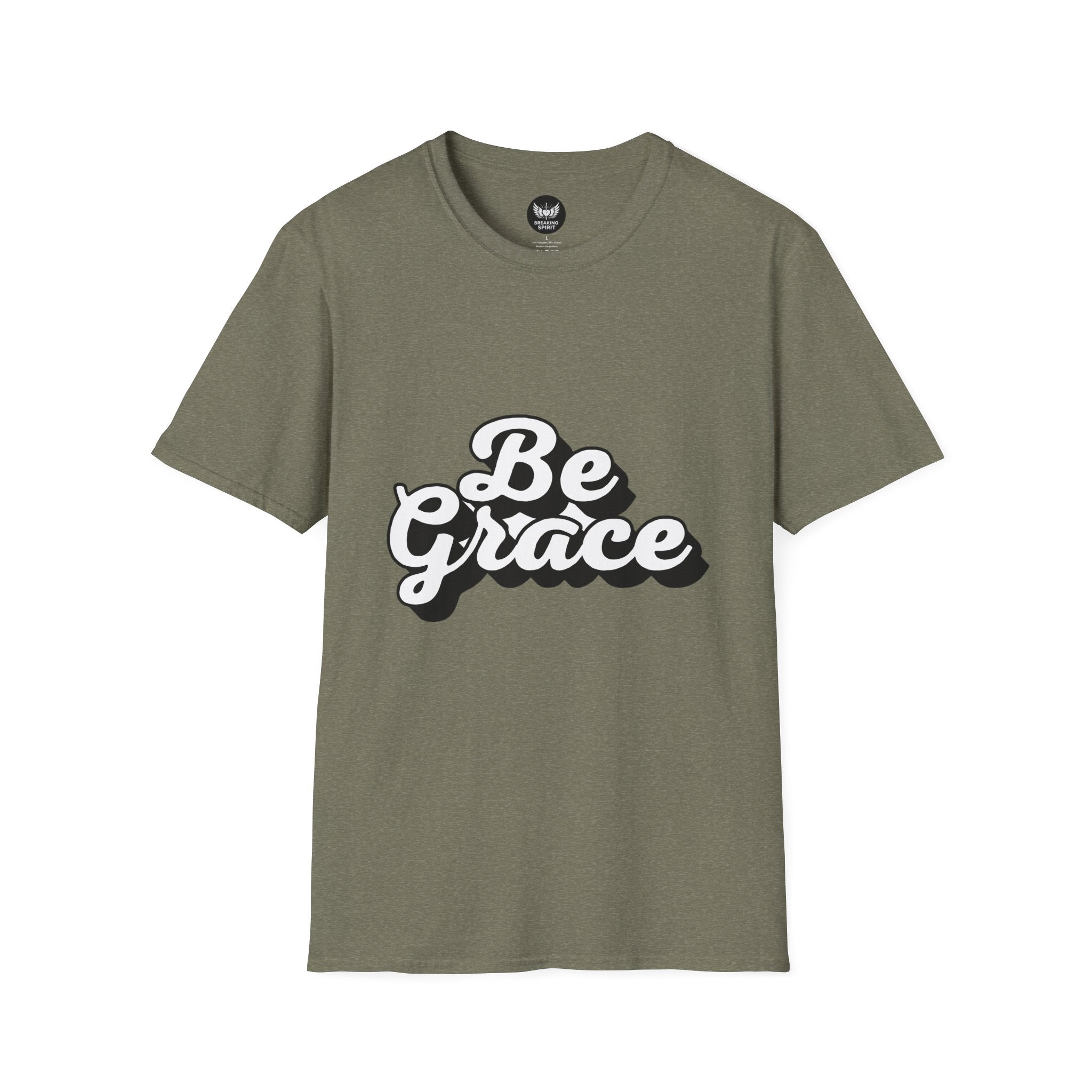 Be Grace script logo T-Shirt | inspirational typography, black white design
