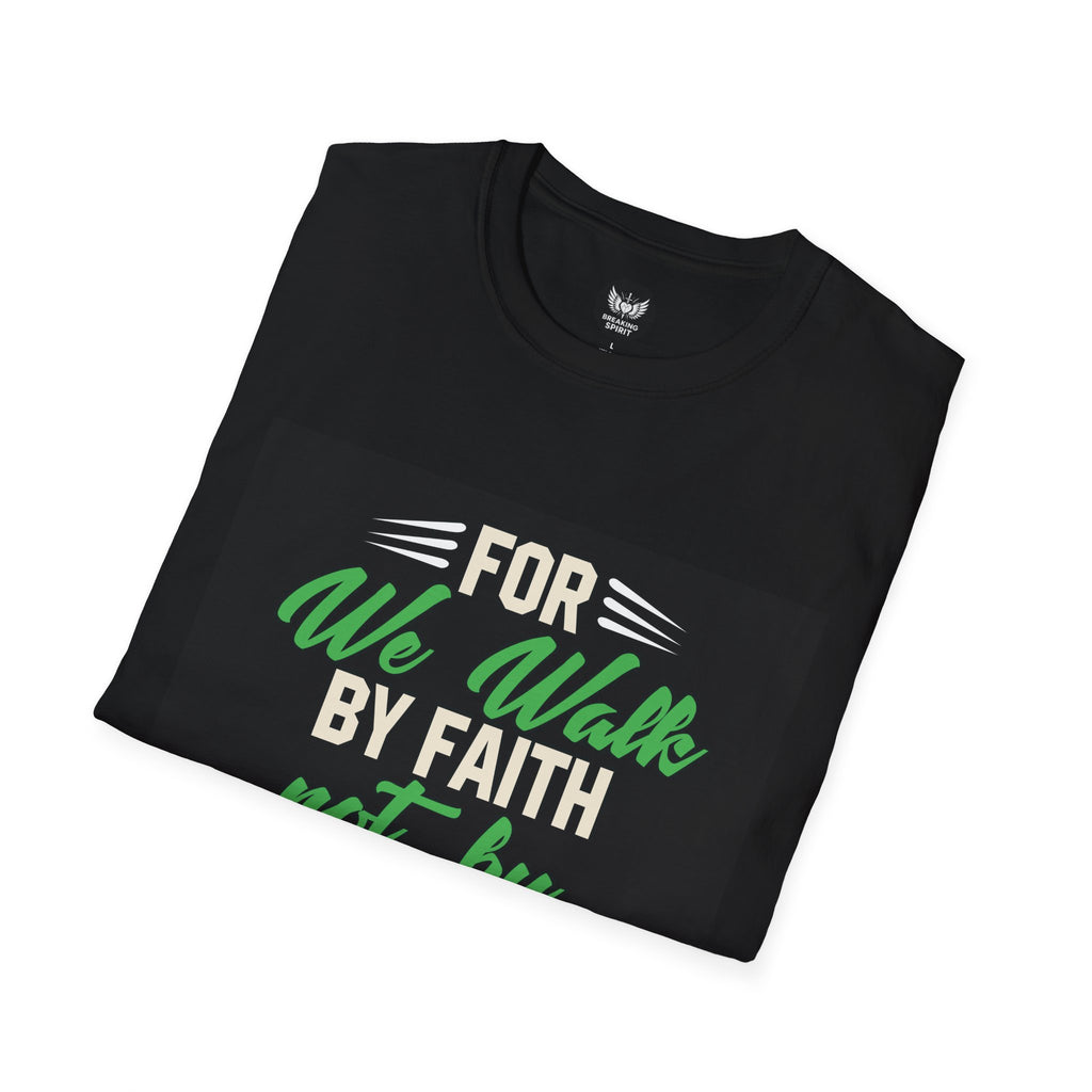 Camiseta de fe — Camiseta gráfica cristiana "Porque por fe andamos, no por vista"