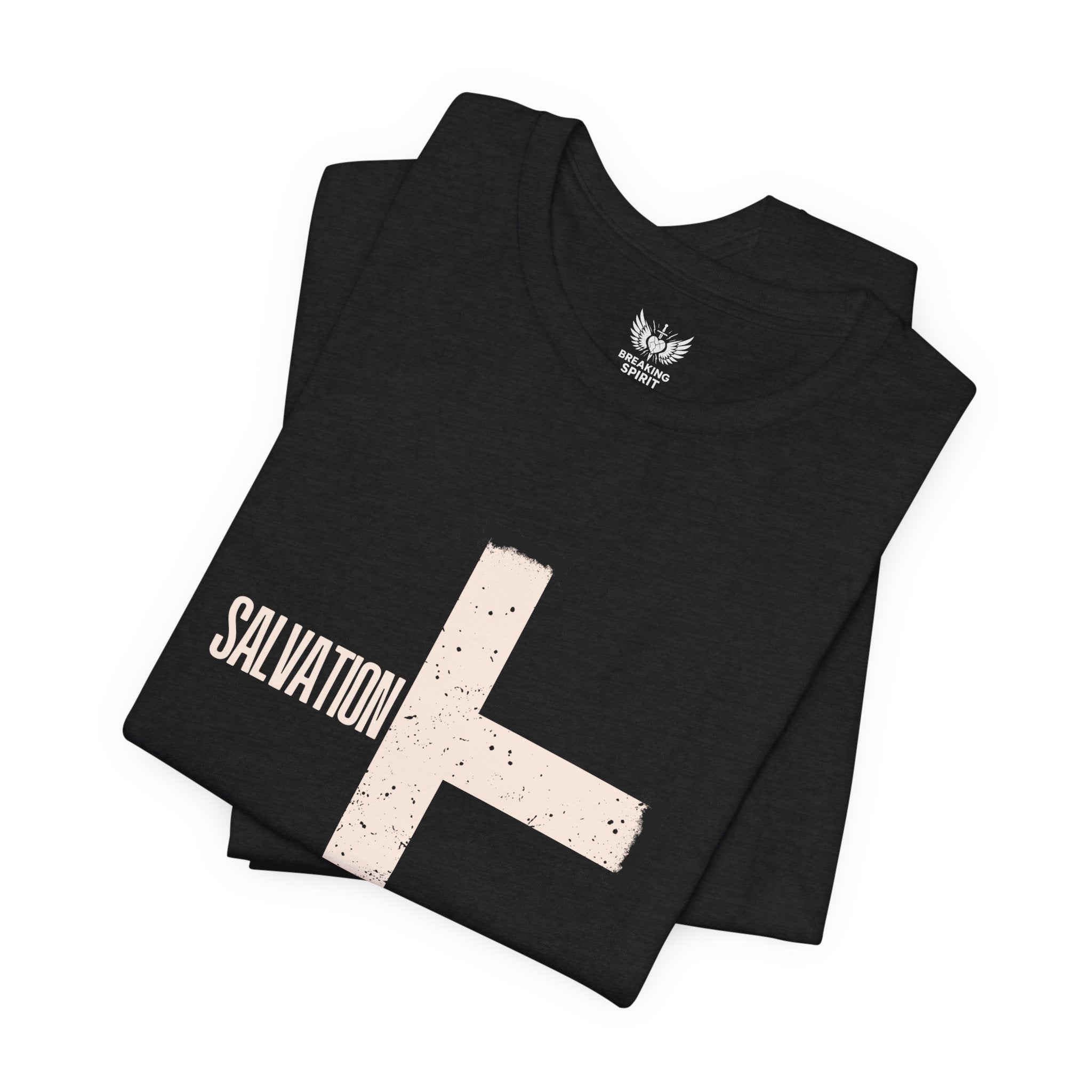 Copia de la camiseta con cruz de la salvación | Camiseta con fe cristiana, cruz vertical desgastada