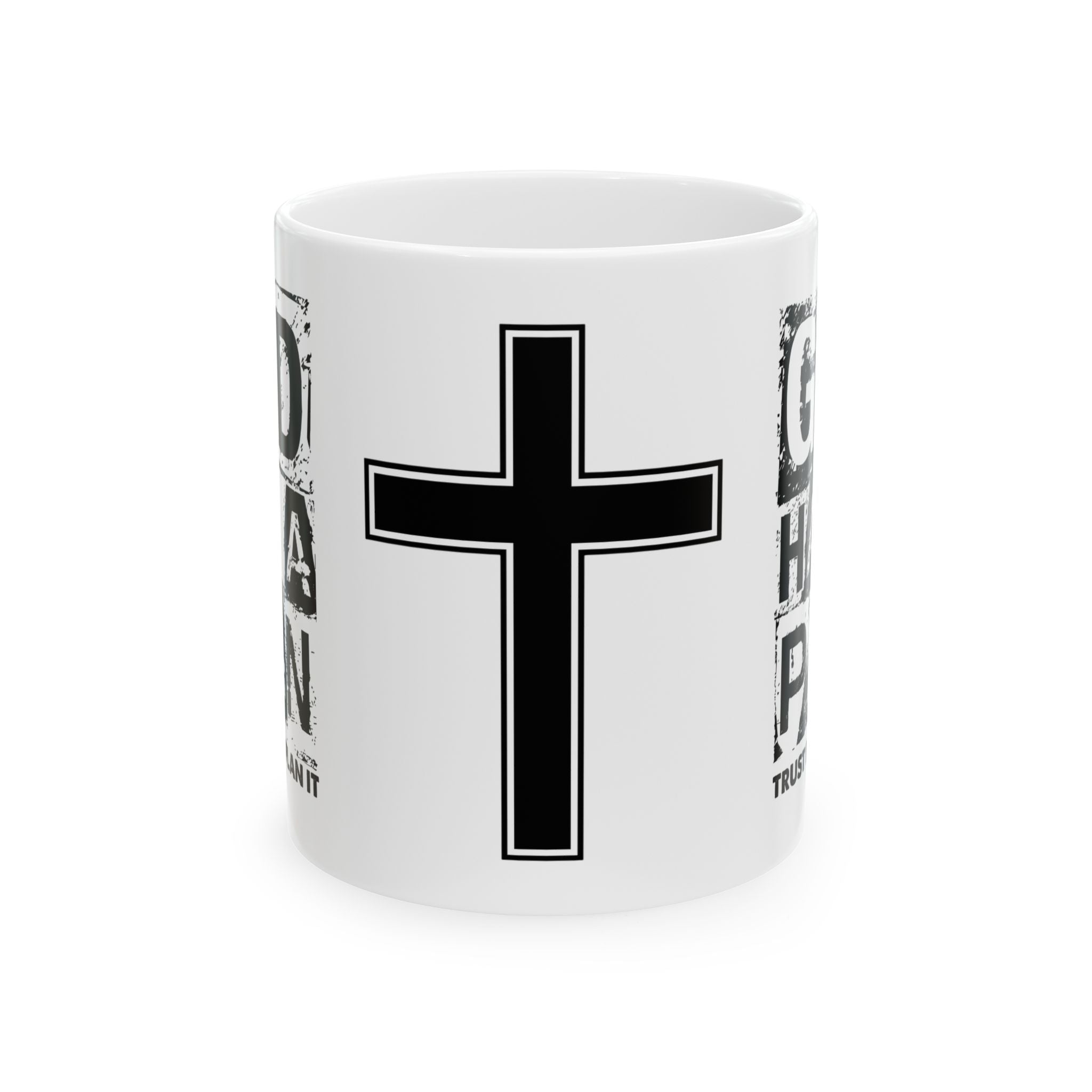 Faith Cross Ceramic Mug — "God Has a Plan" Inspirational Coffee Cup (11oz/15oz)