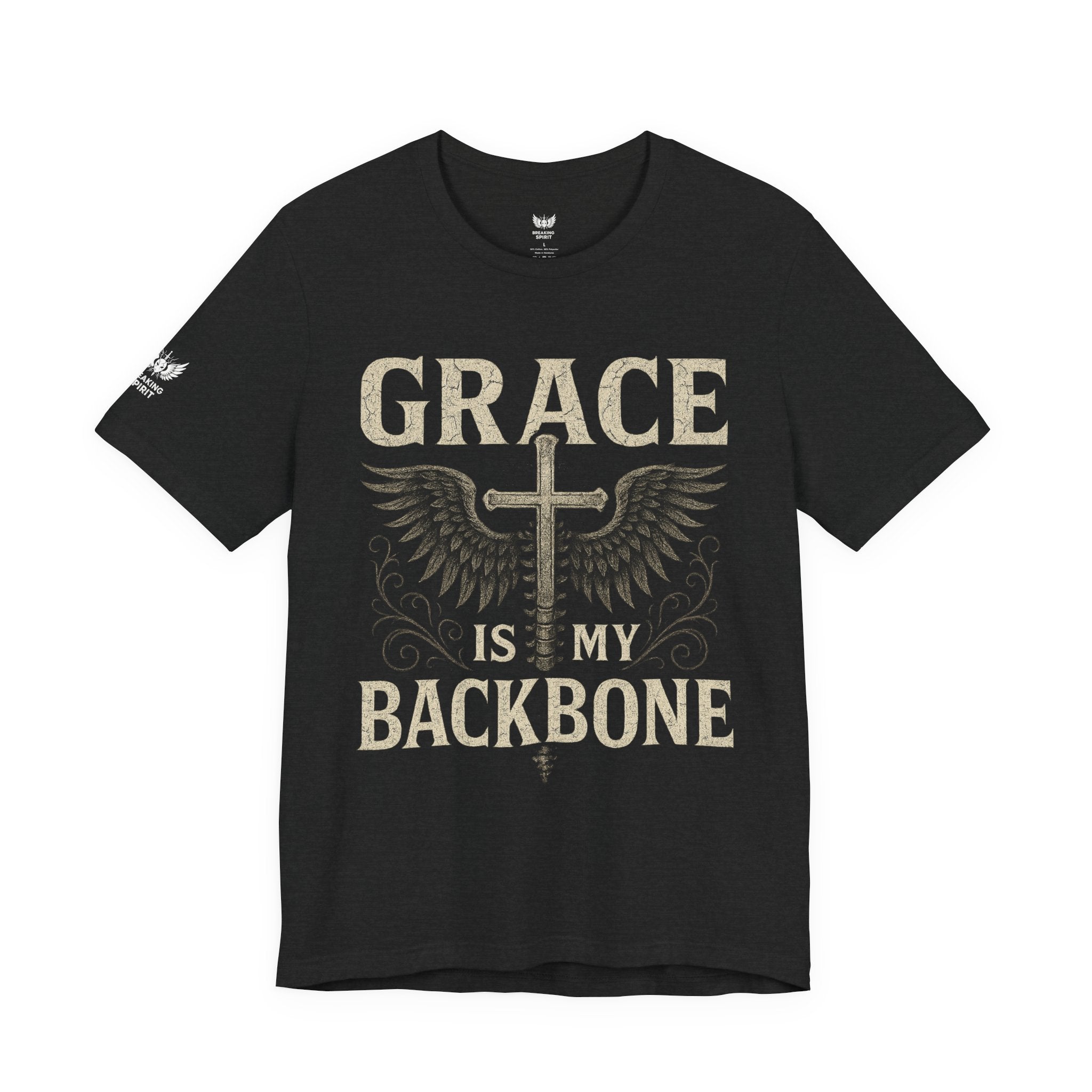 Camiseta "La gracia es mi soporte" | Camiseta de fe cristiana, Cruz vertical desgastada